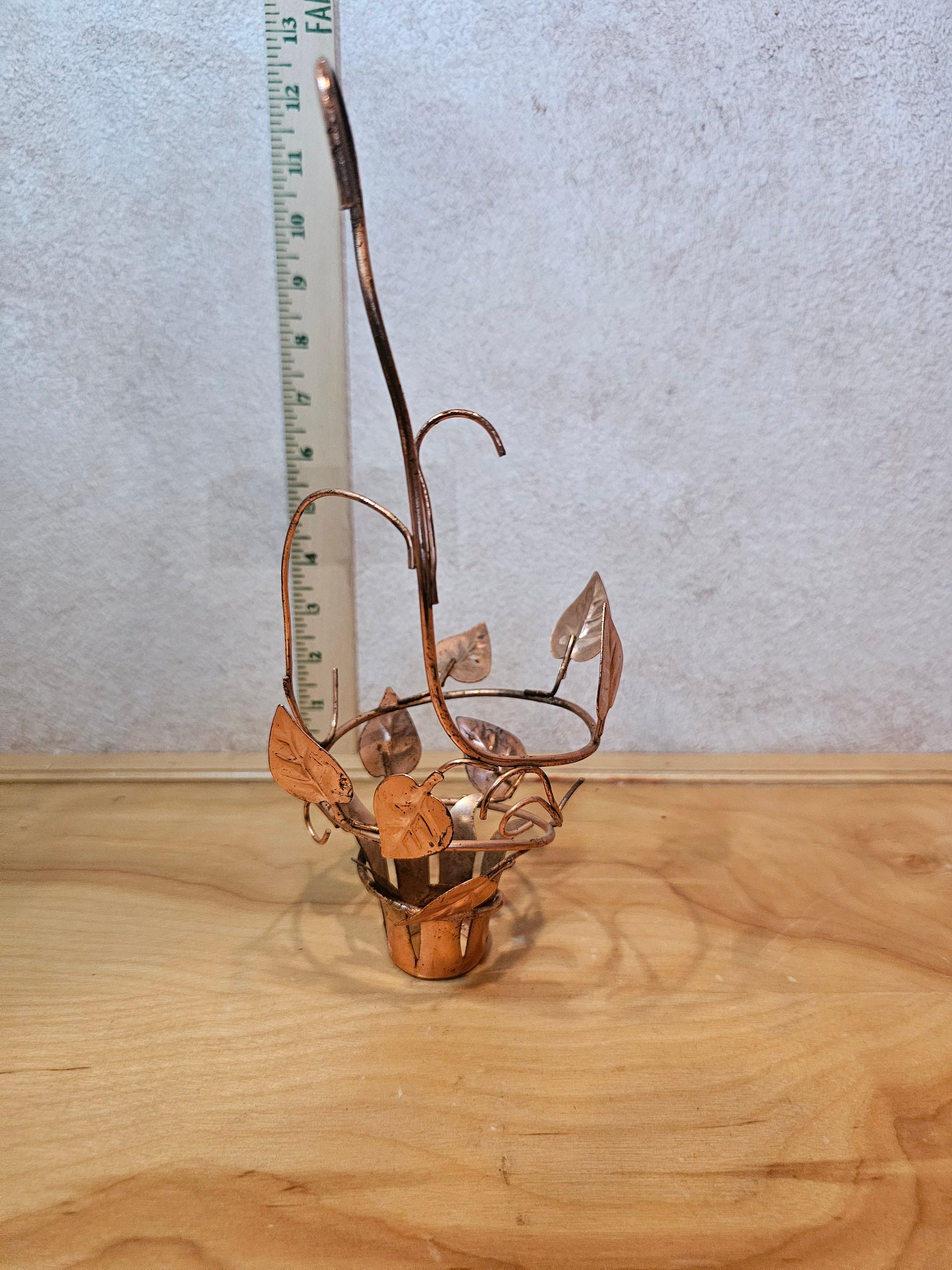 Vintage Copper Leaf Hanging Planter
