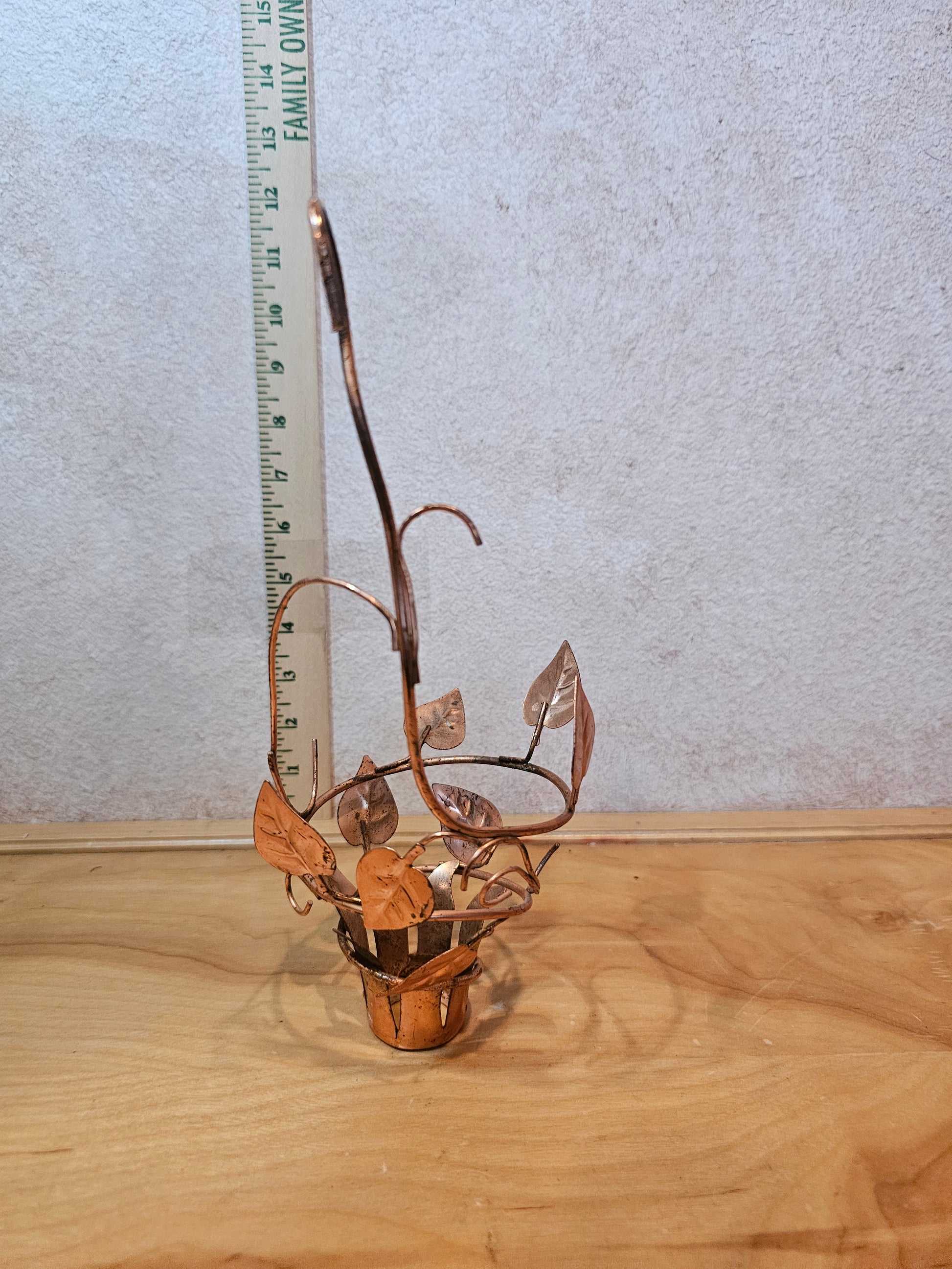Vintage Copper Leaf Hanging Planter