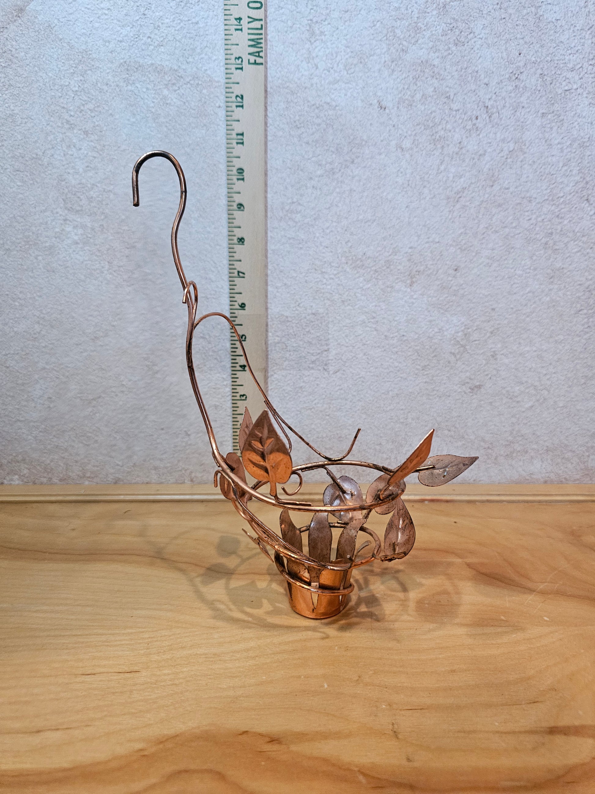 Vintage Copper Leaf Hanging Planter