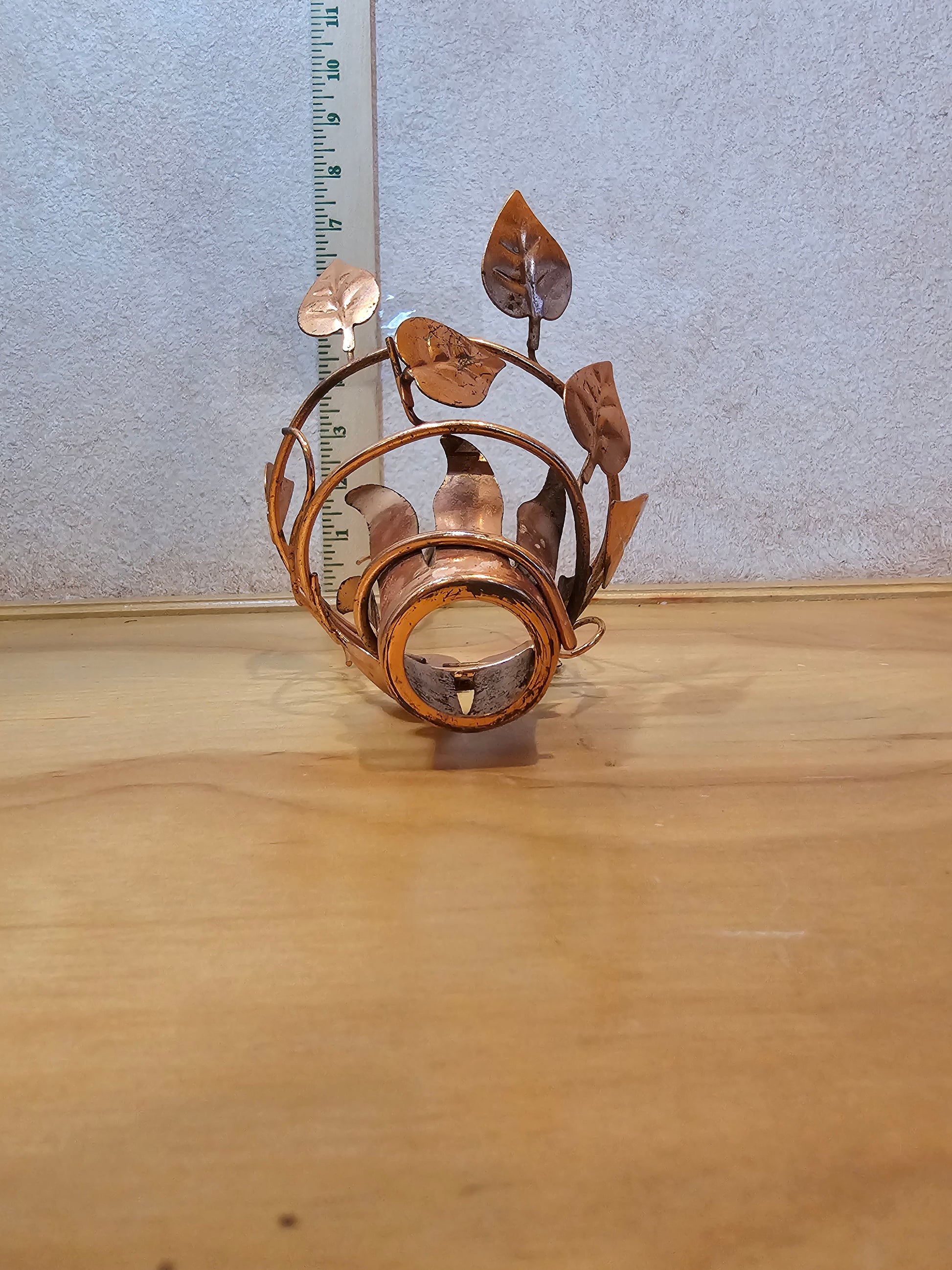 Vintage Copper Leaf Hanging Planter