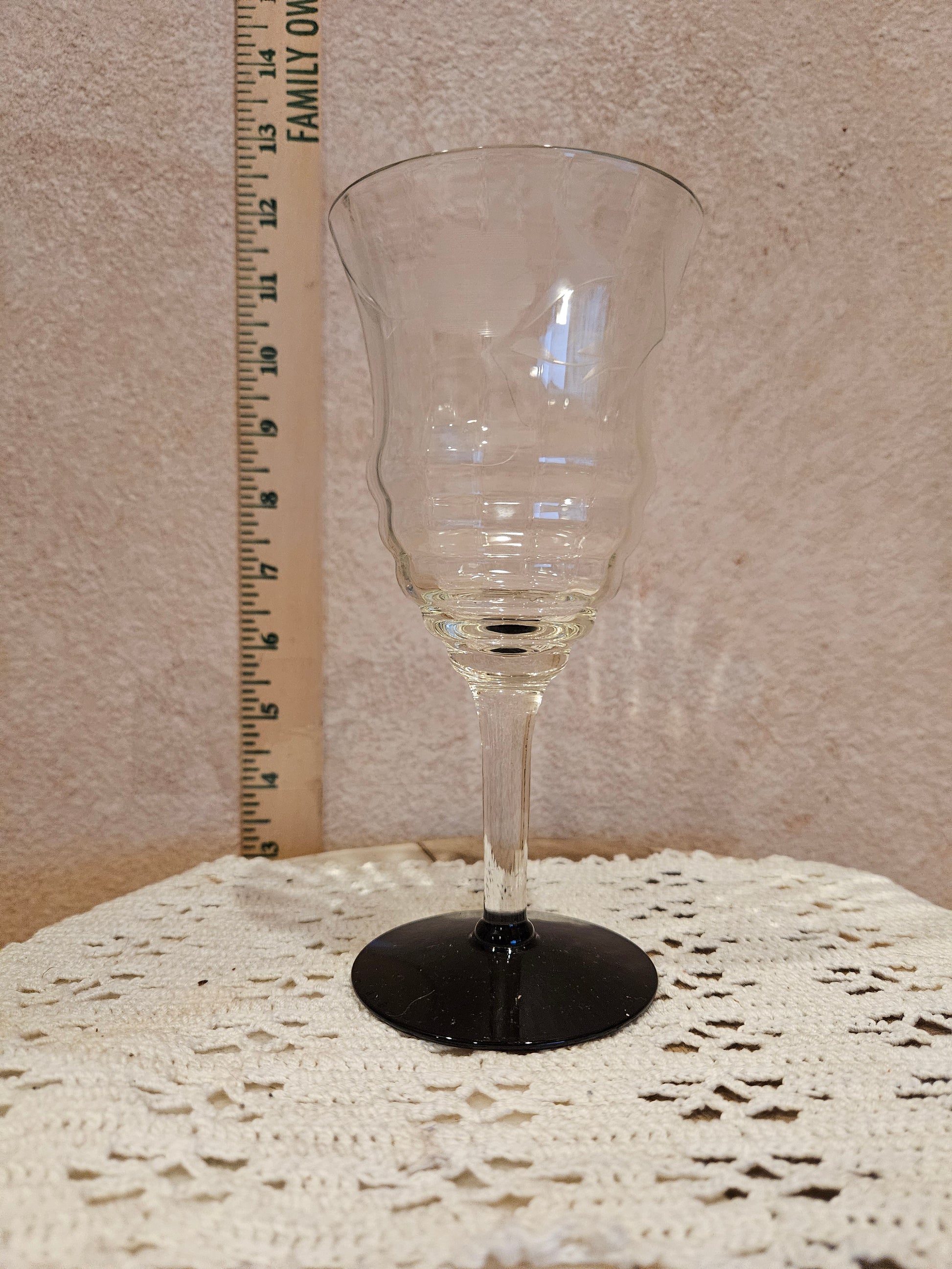 Clear Glass Goblet with Black Base