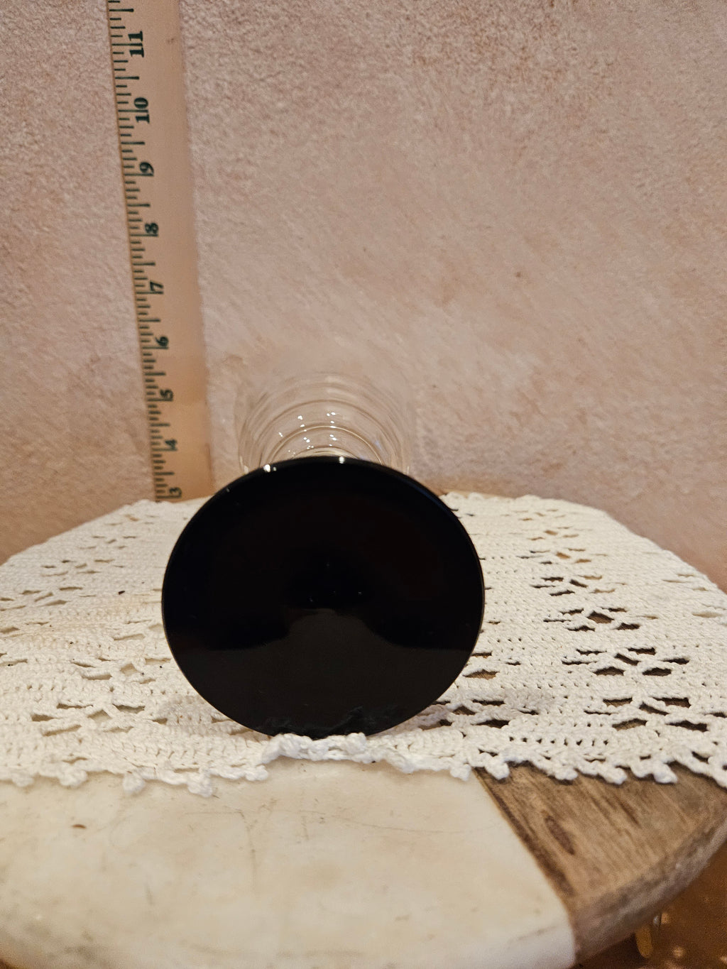 Clear Glass Goblet with Black Base