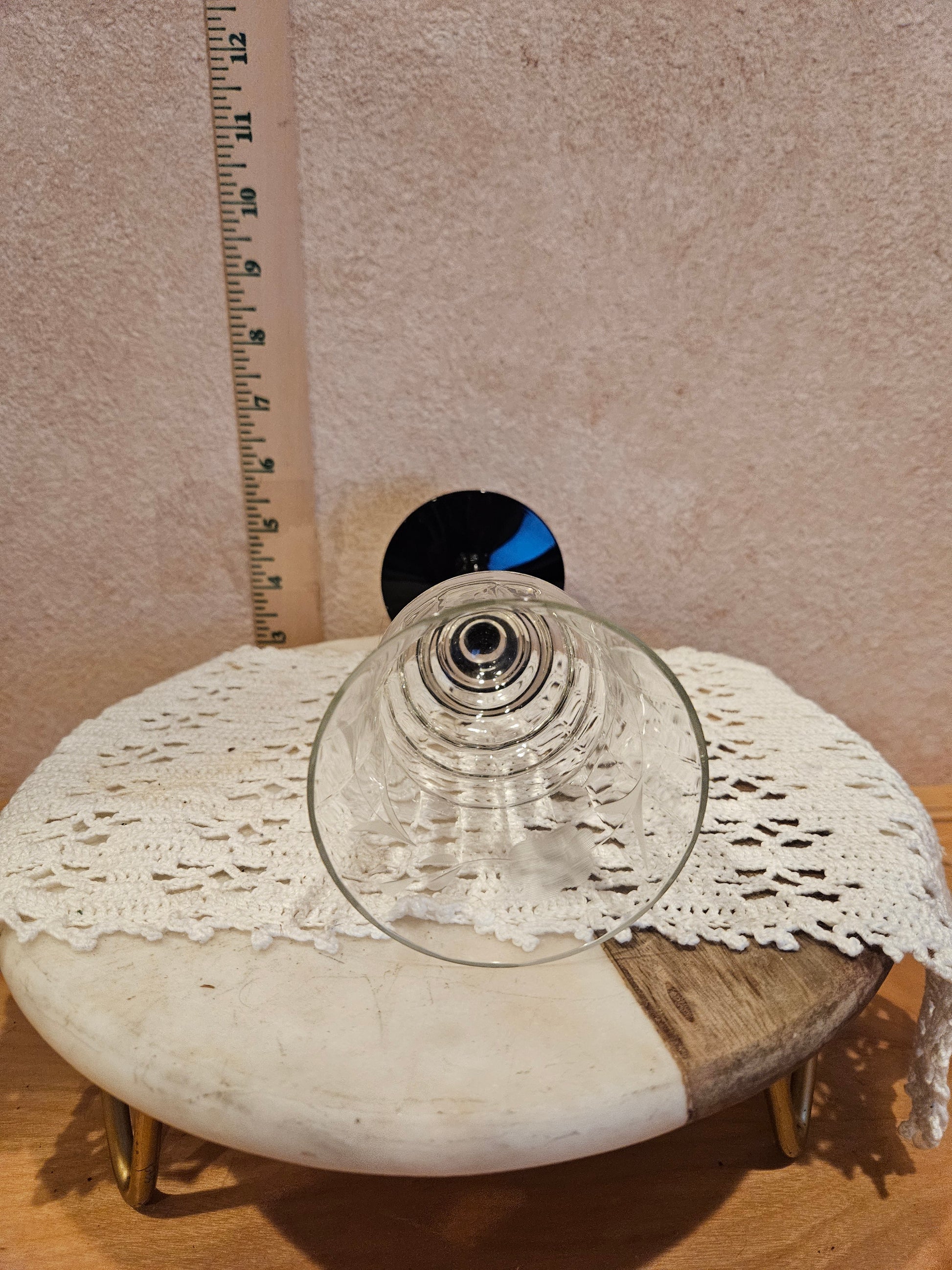Clear Glass Goblet with Black Base