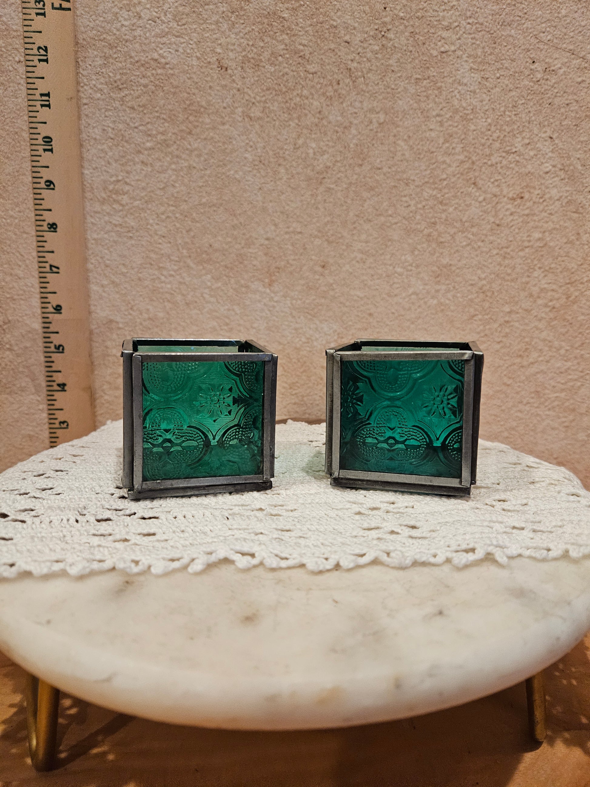 Set of Vintage Glass Candle Holders