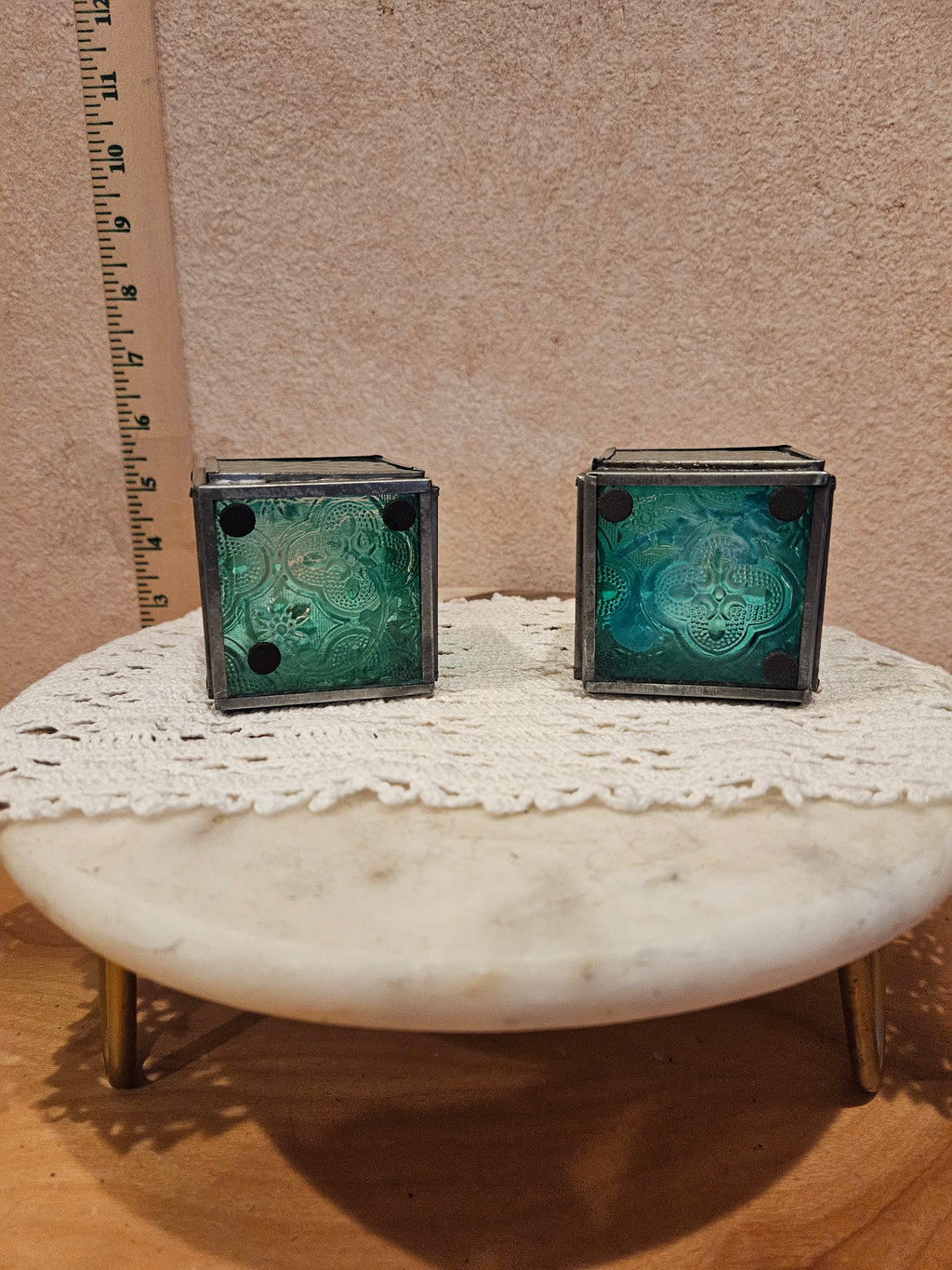 Set of Vintage Glass Candle Holders