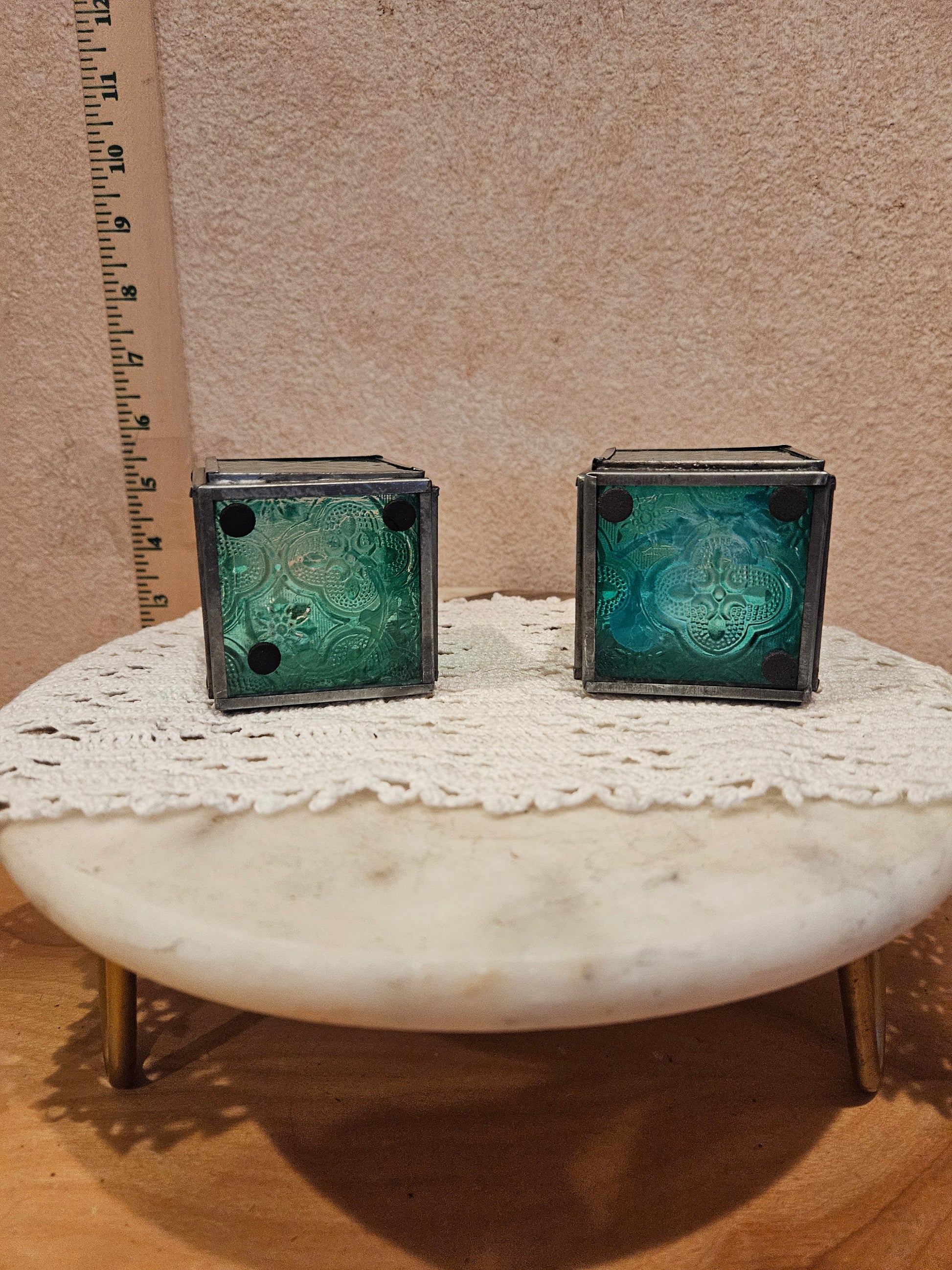 Set of Vintage Glass Candle Holders