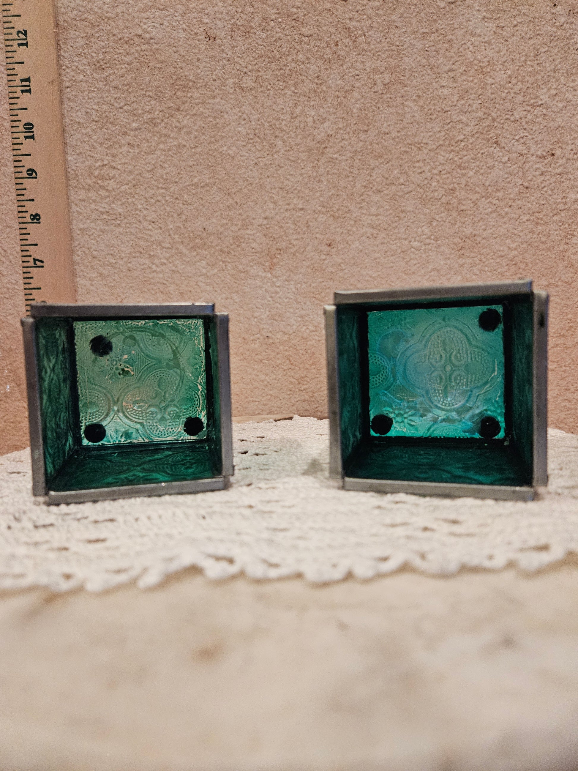 Set of Vintage Glass Candle Holders