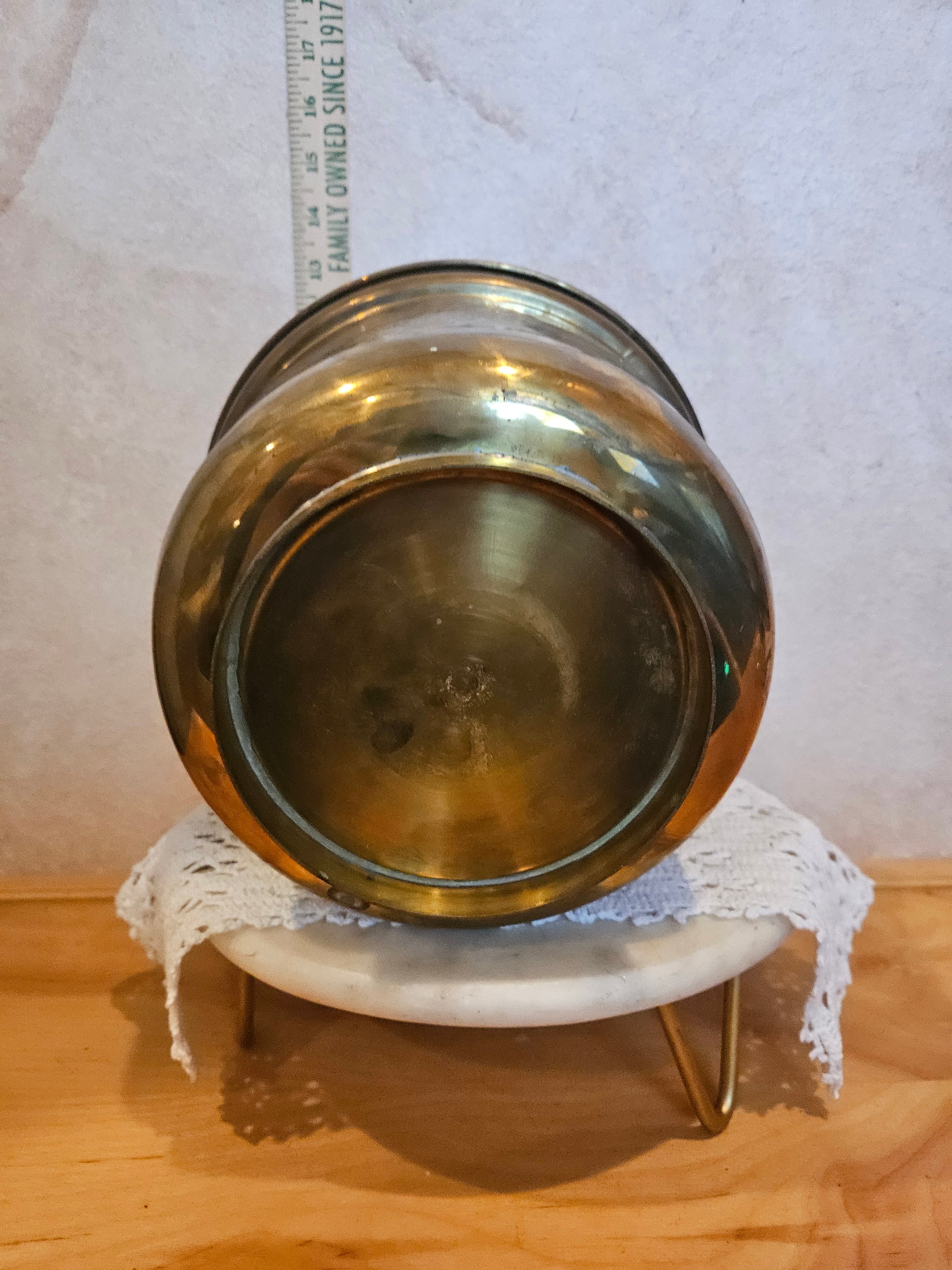 Vintage Brass Planter Pot with Engraved Design