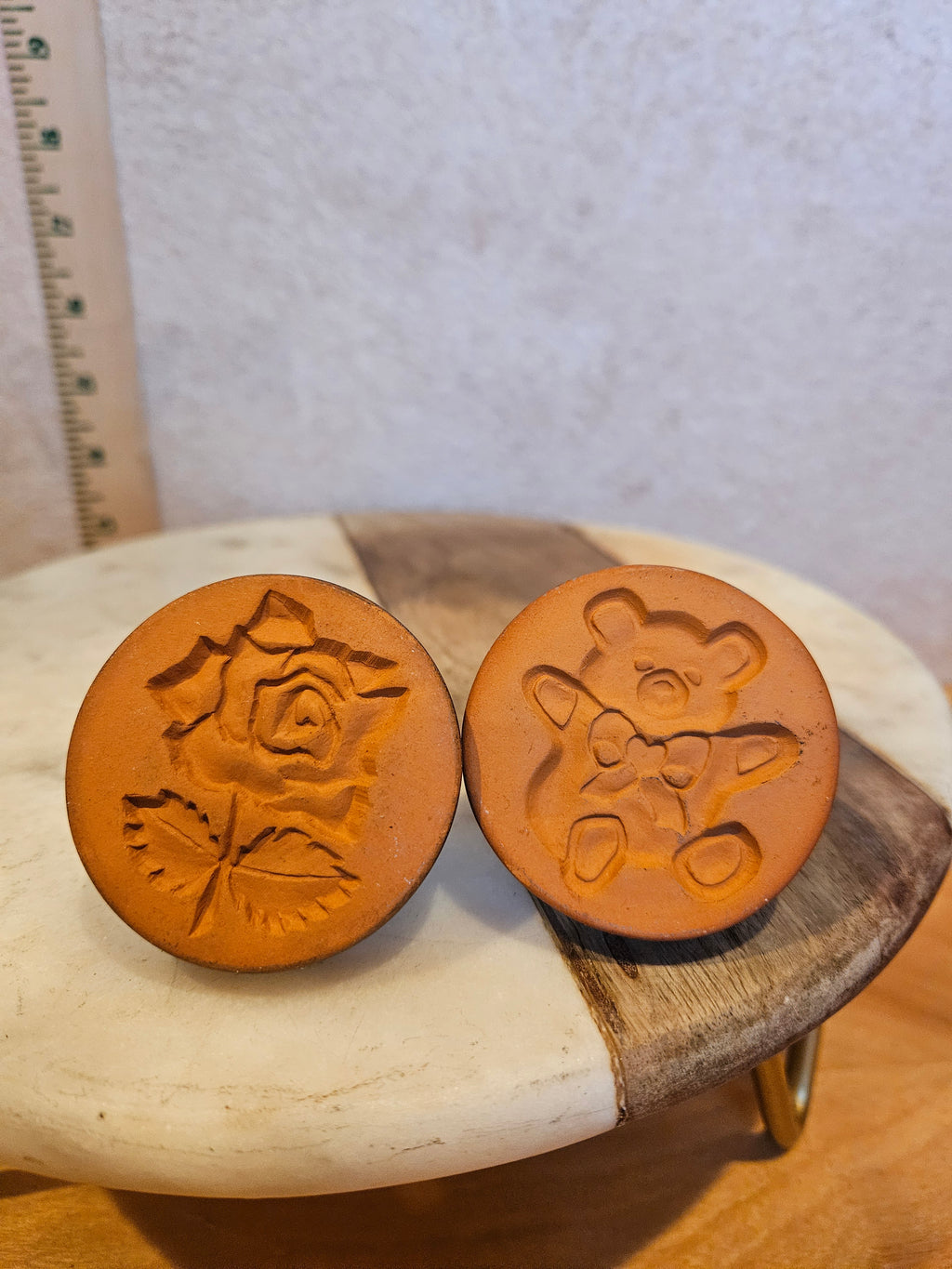 Clay Stamp Set with Rose and Teddy Bear Designs