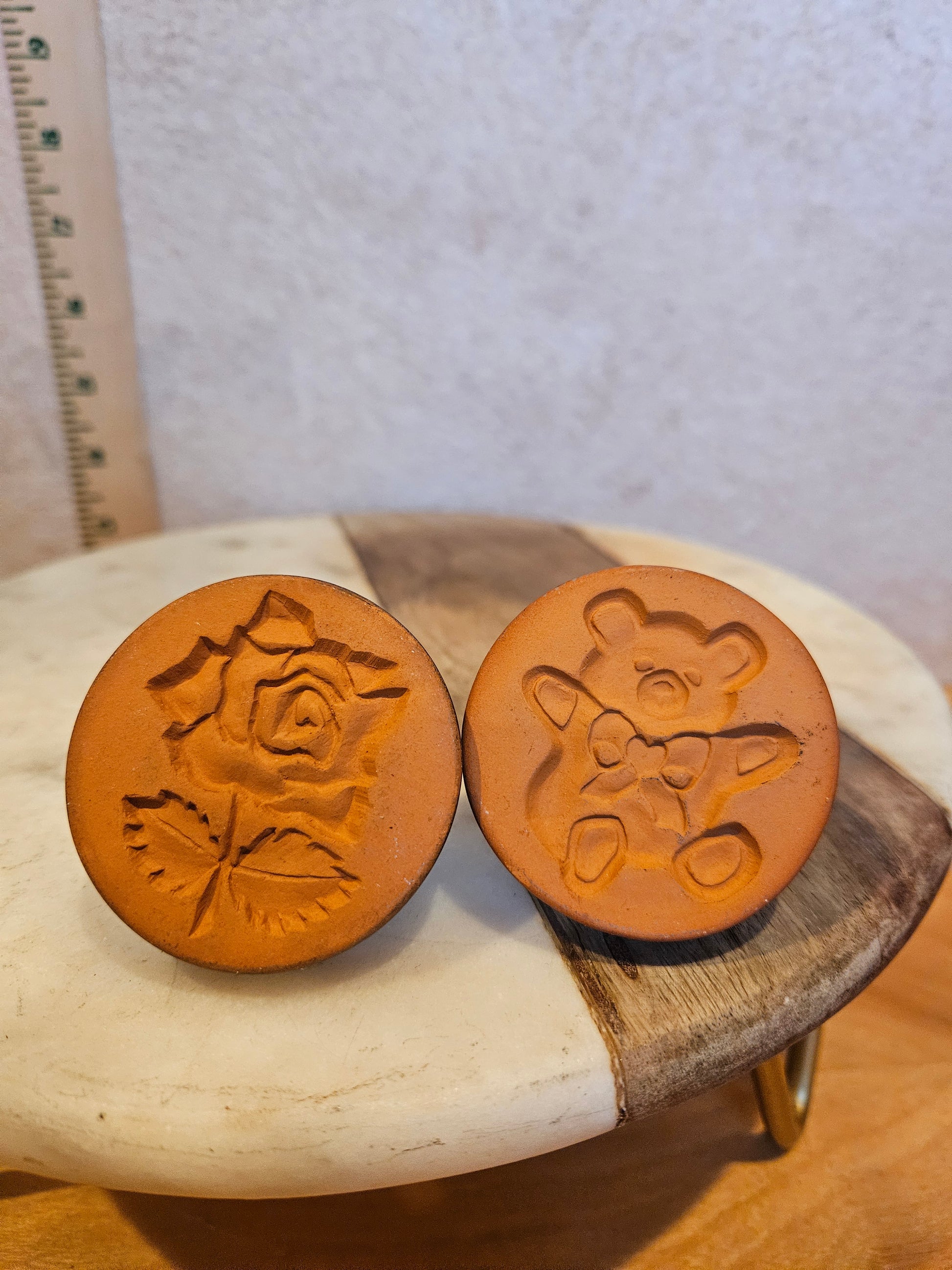 Clay Stamp Set with Rose and Teddy Bear Designs