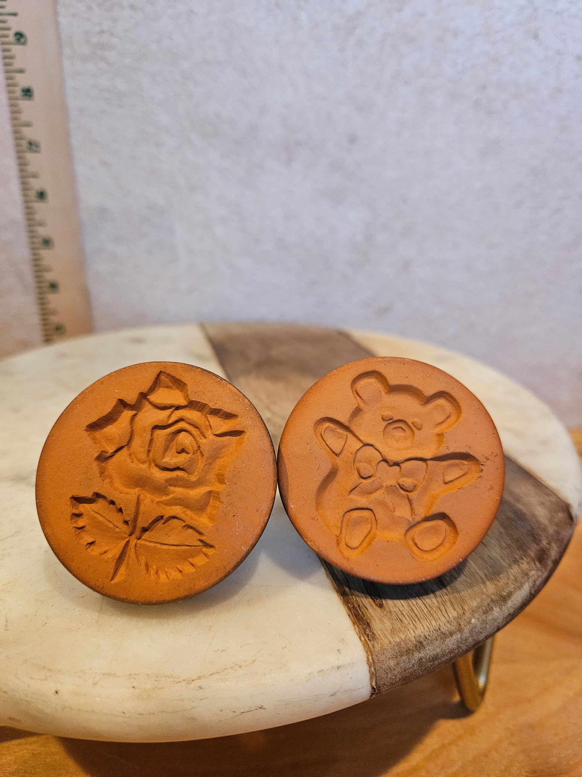 Clay Stamp Set with Rose and Teddy Bear Designs