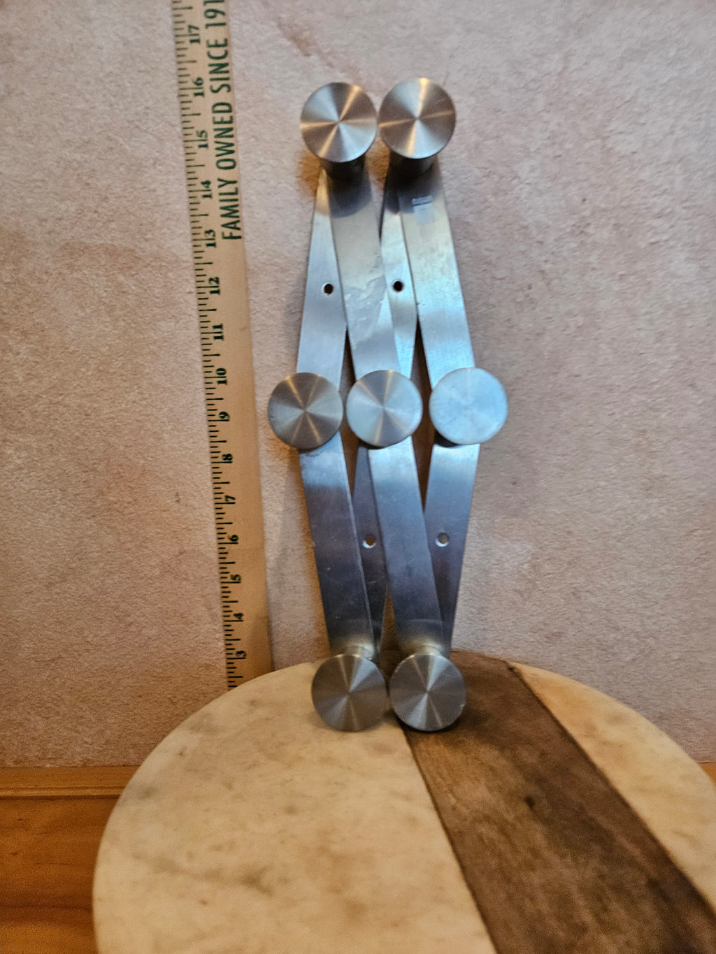 Modern Geometric Metal and Wood Decorative Stand