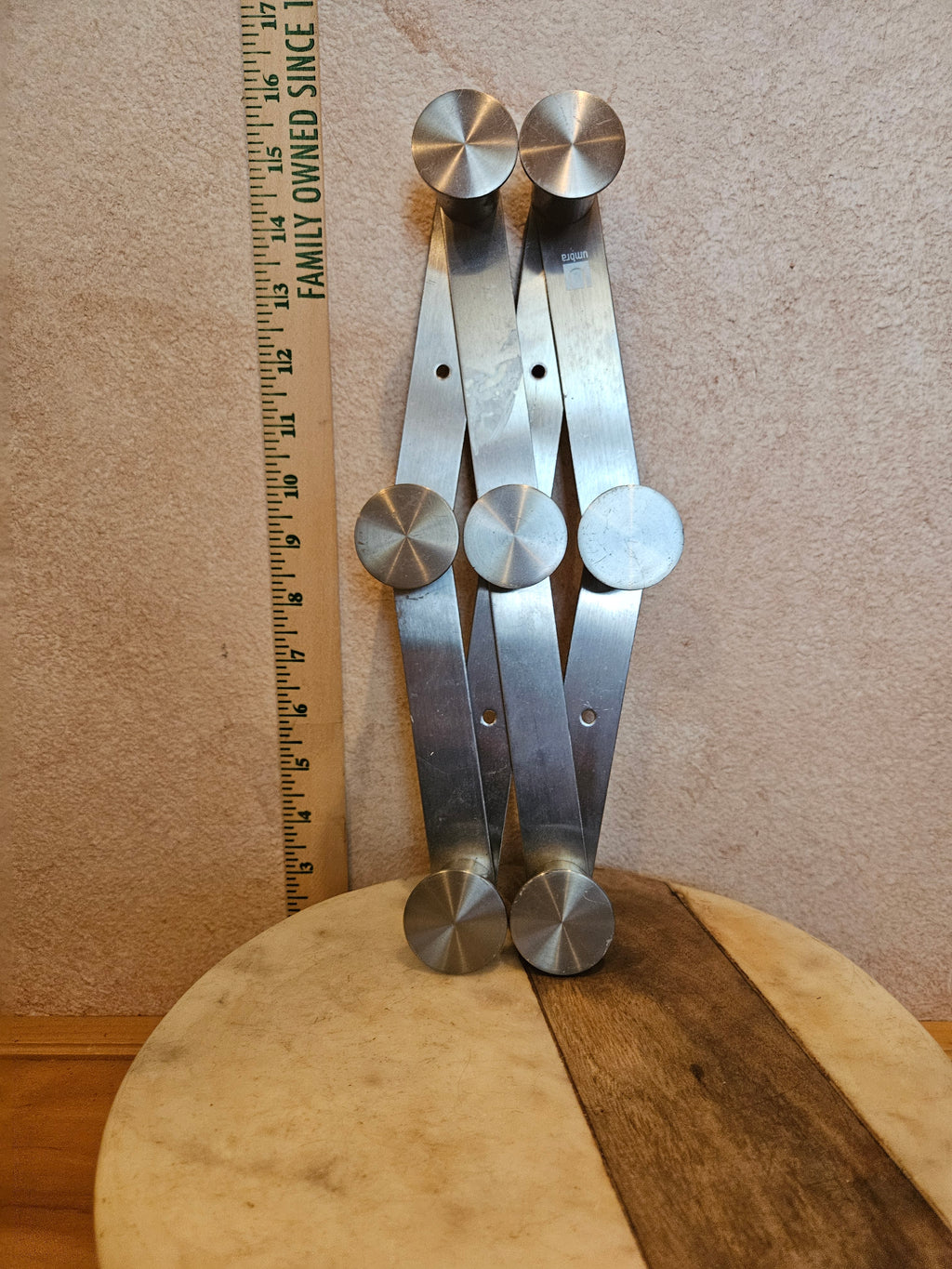 Modern Geometric Metal and Wood Decorative Stand