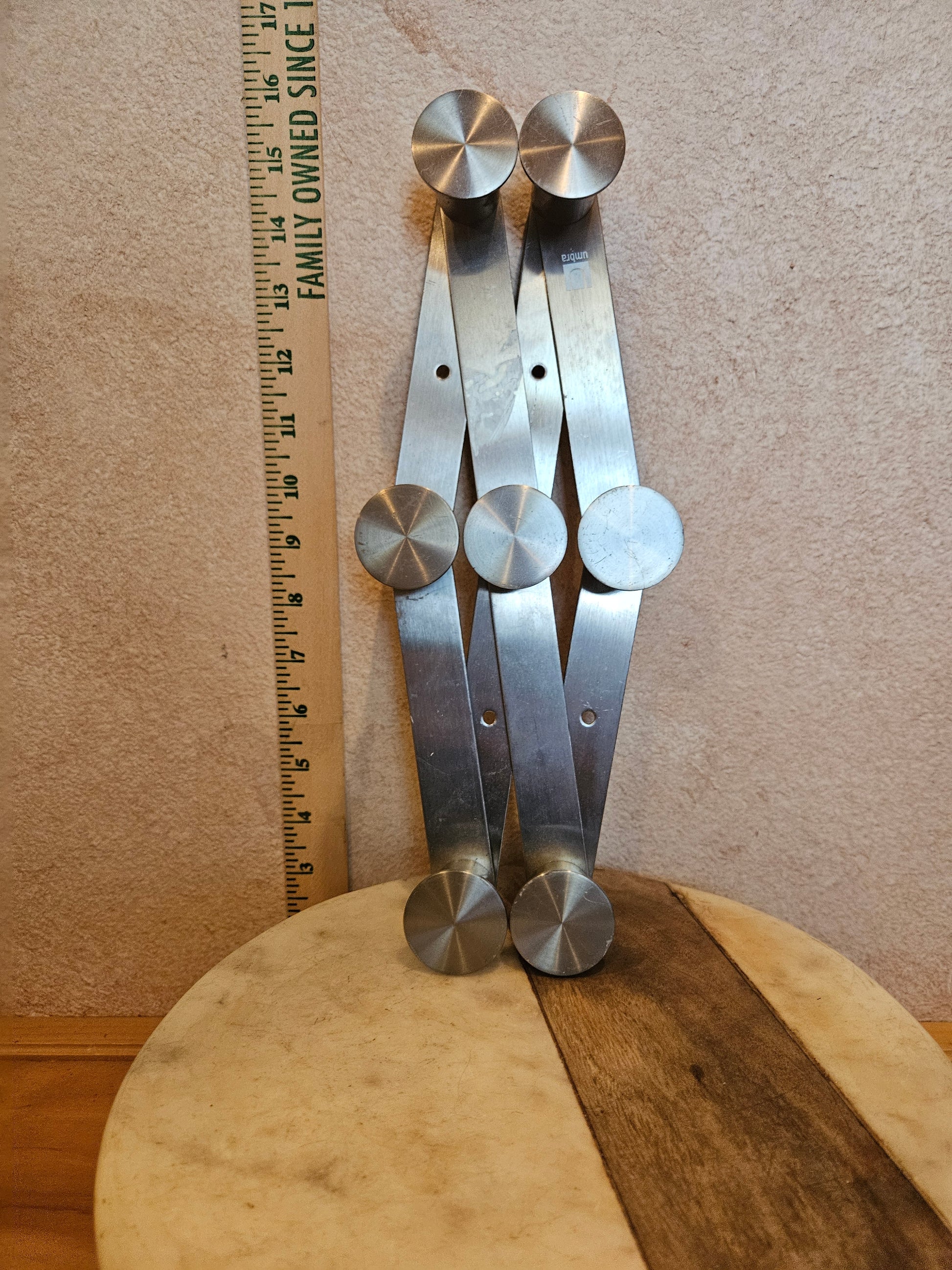 Modern Geometric Metal and Wood Decorative Stand