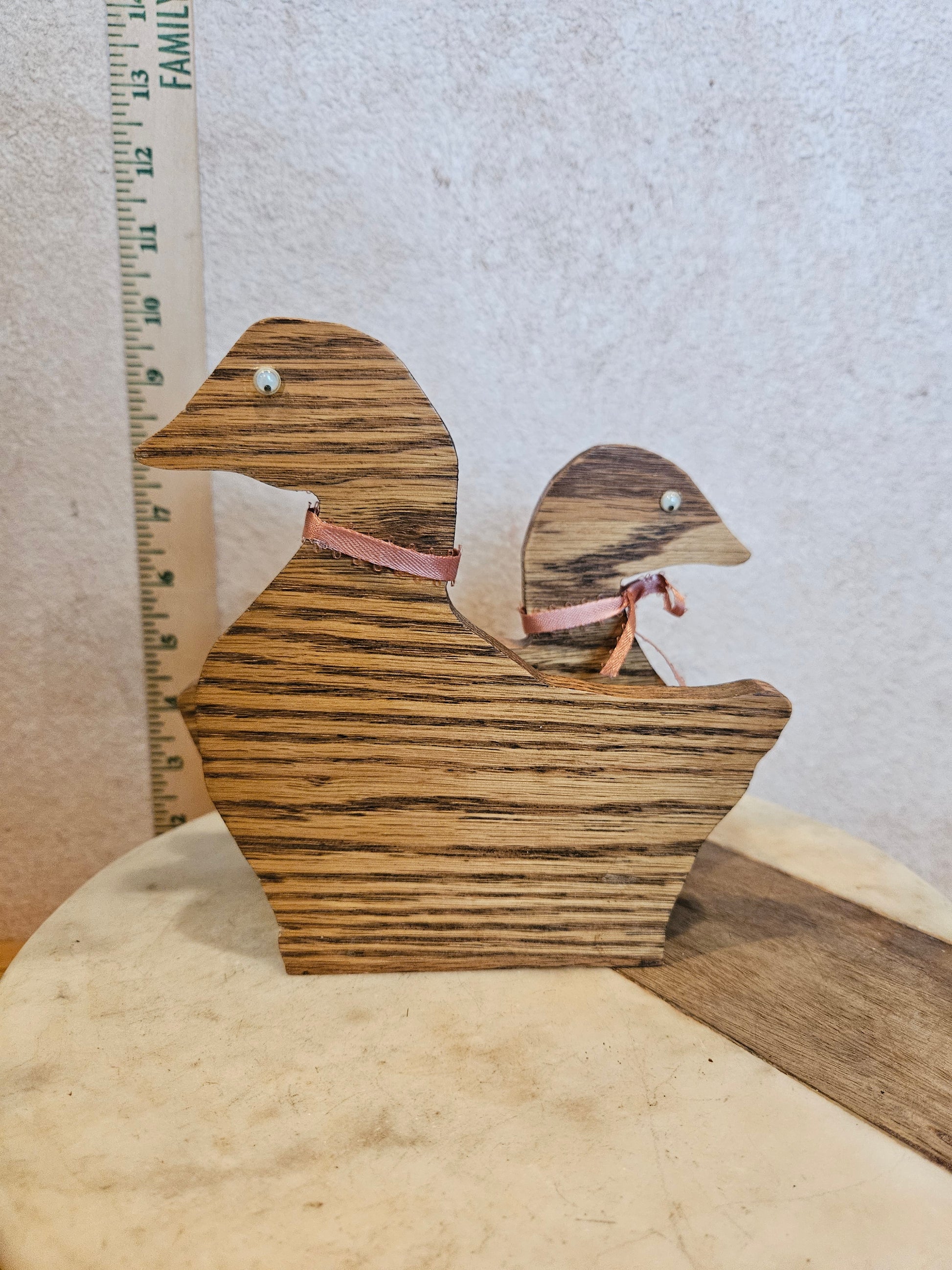 Wooden Duck Family Figurine