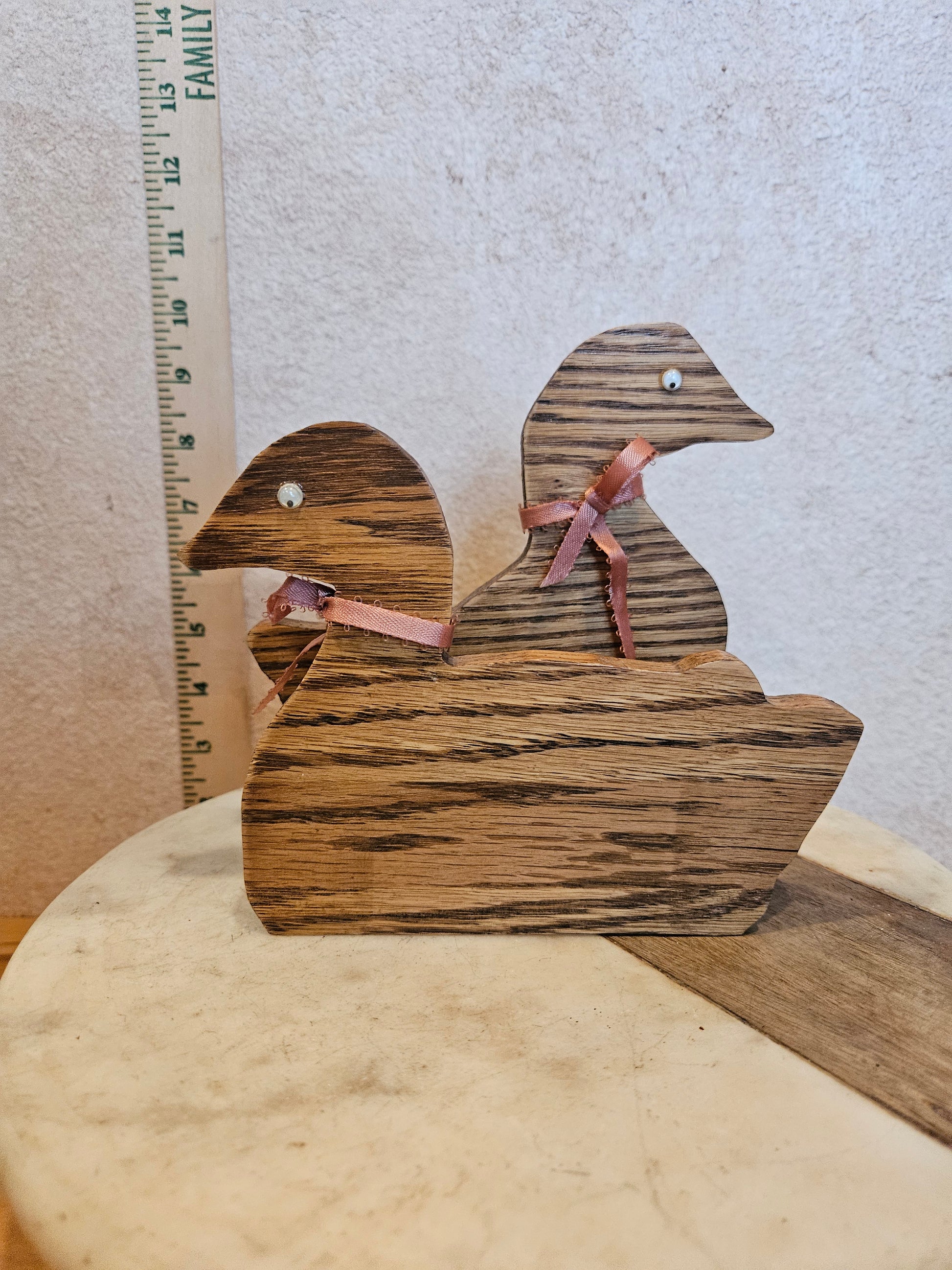 Wooden Duck Family Figurine