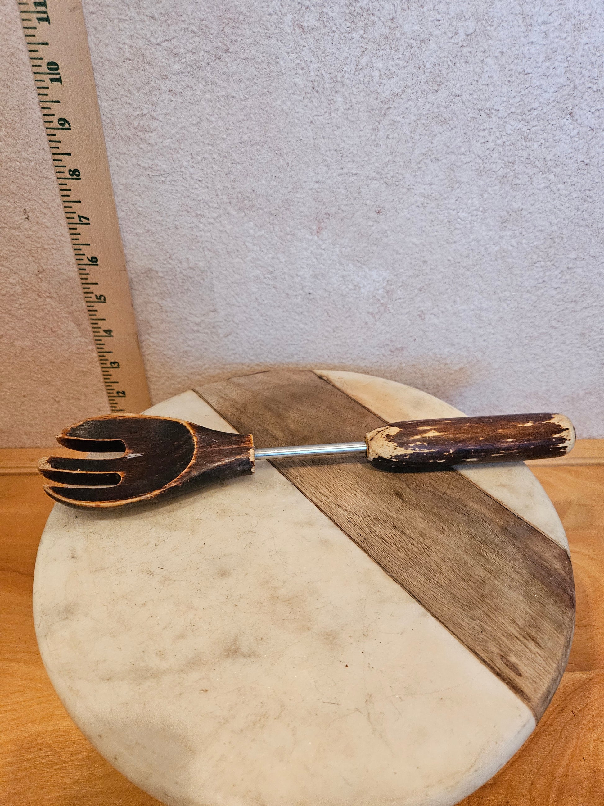 Wooden Salad Fork with Stainless Steel Handle