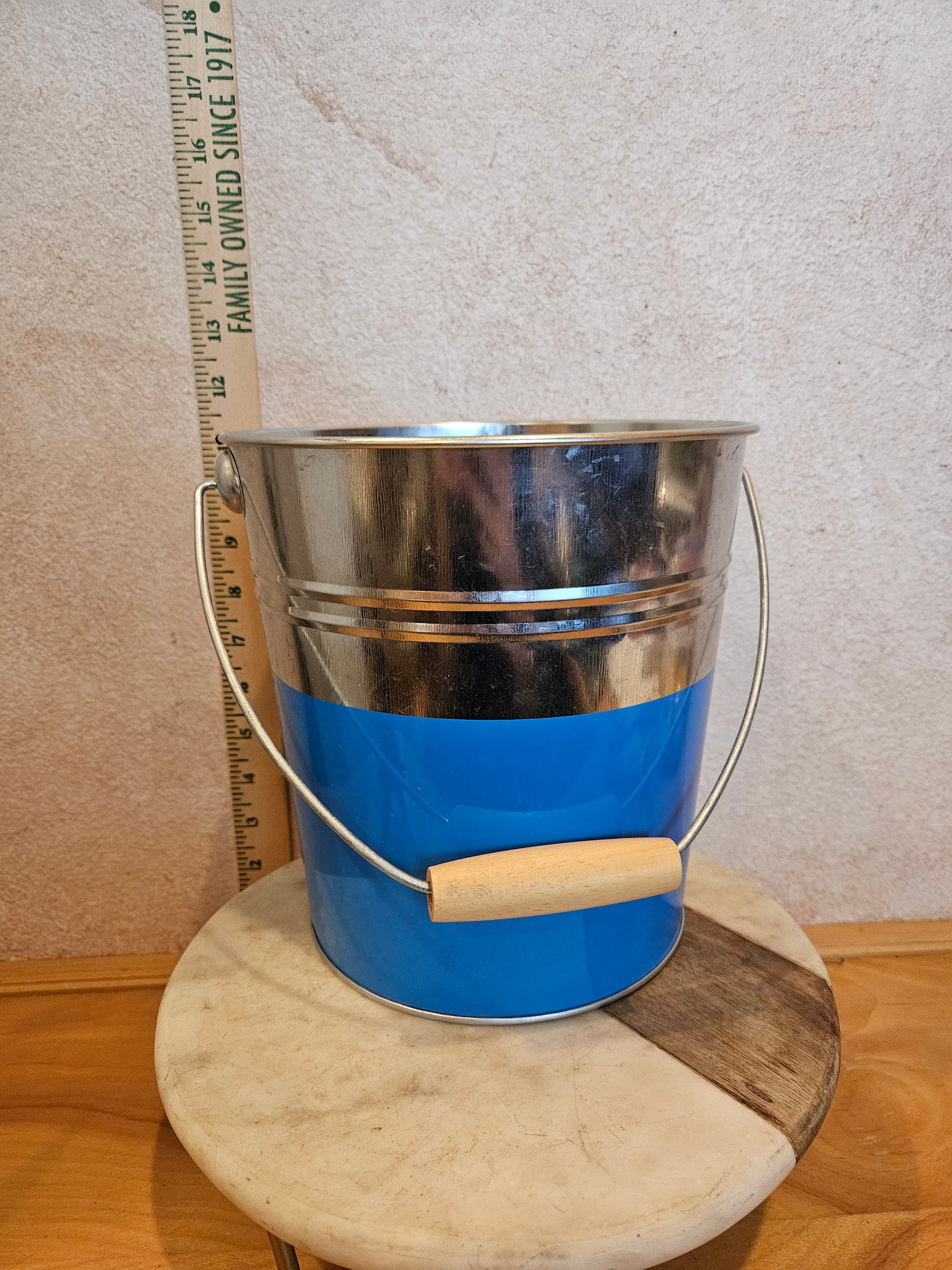Metal Bucket with Blue Coating