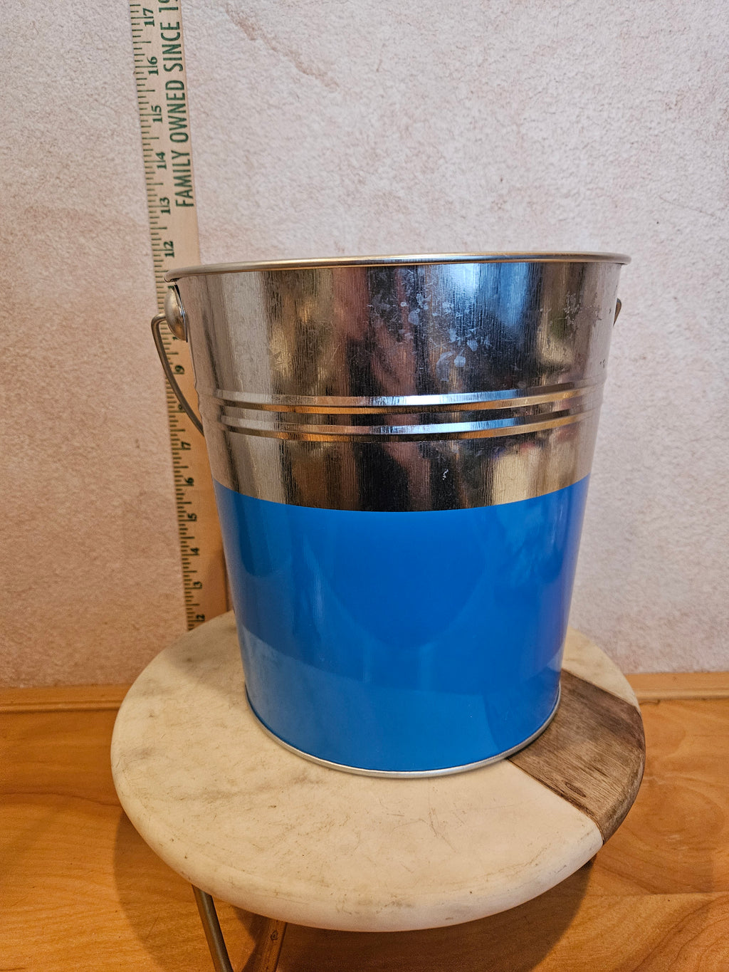 Metal Bucket with Blue Coating