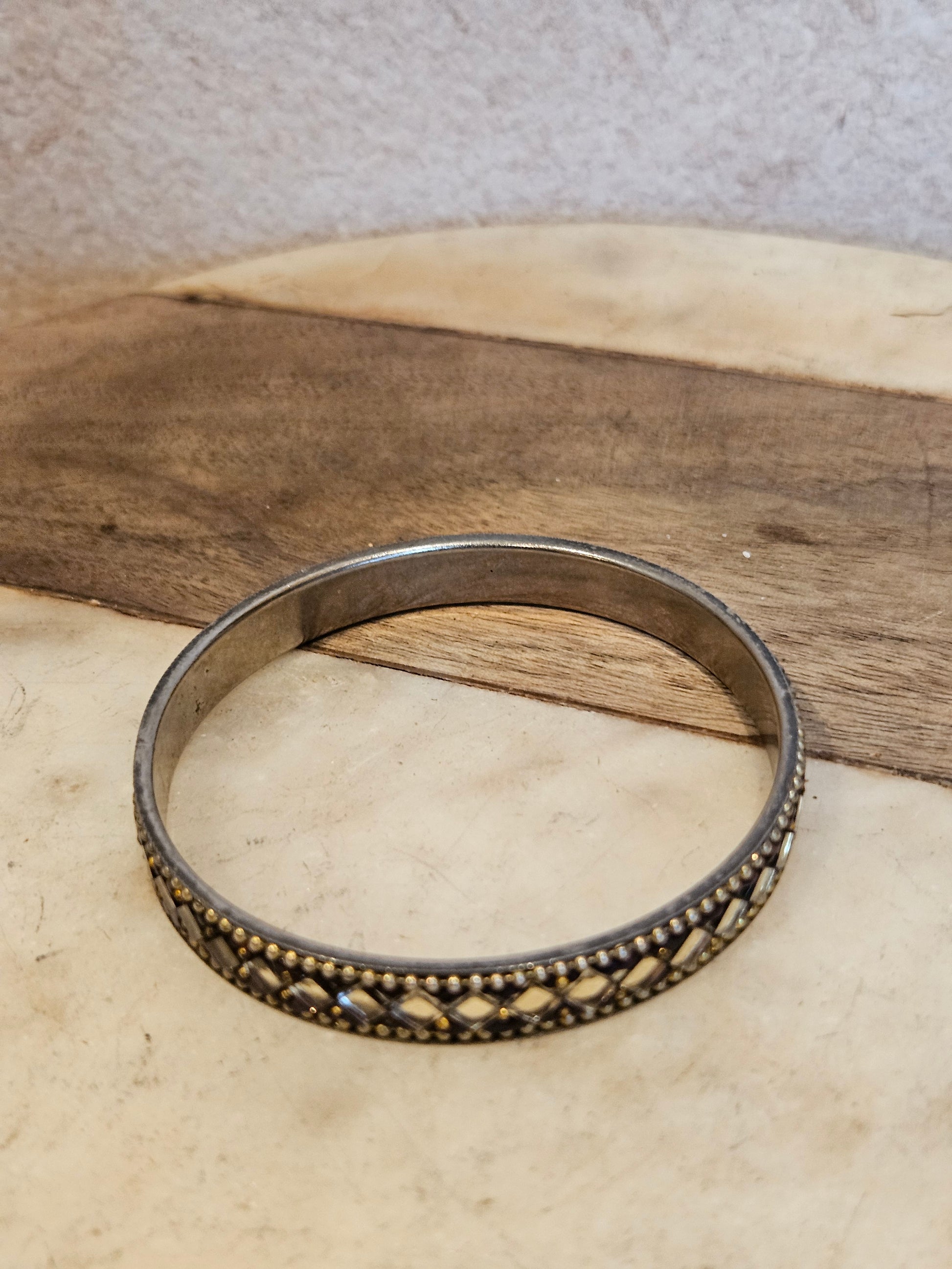 Vintage Red and Silver Pattern Bangle