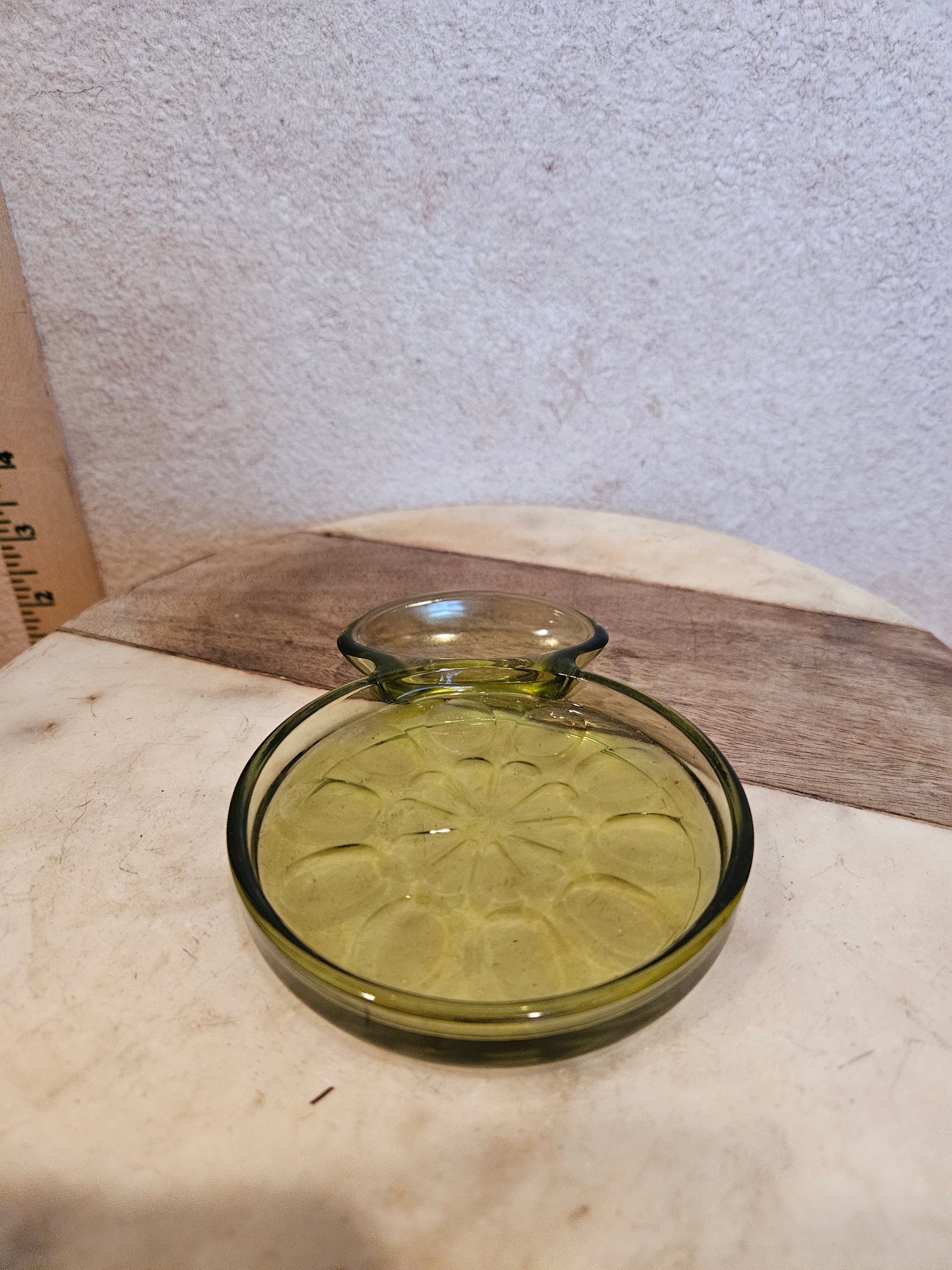 Vintage Green Glass Coasters Set