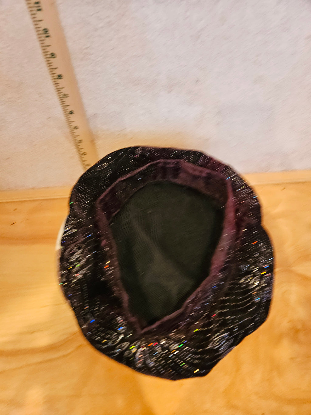Black Decorative Velvet Bowl with Silver Floral Design