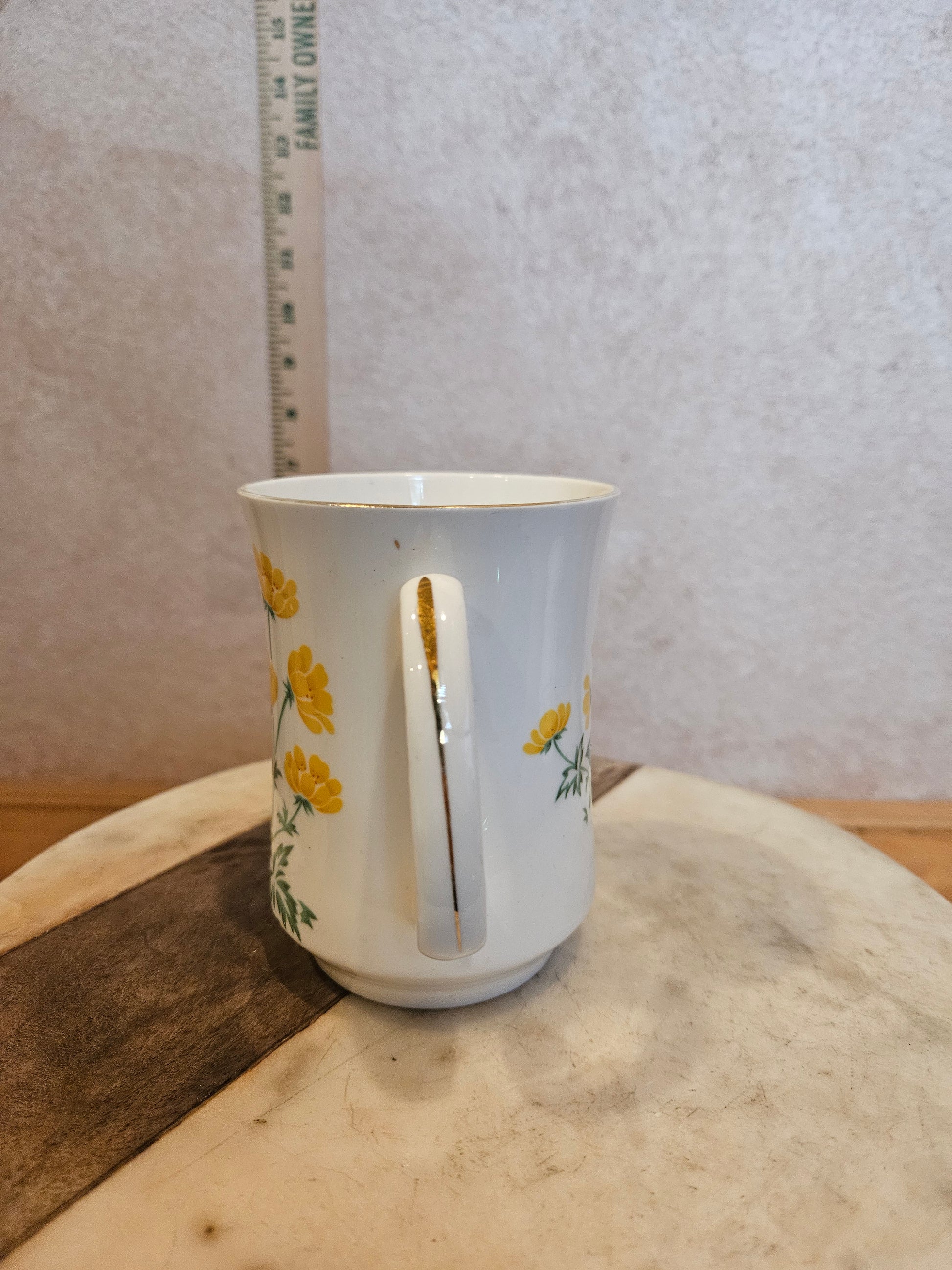 Crown Sterling Fine Bone China Mug with Yellow Flowers