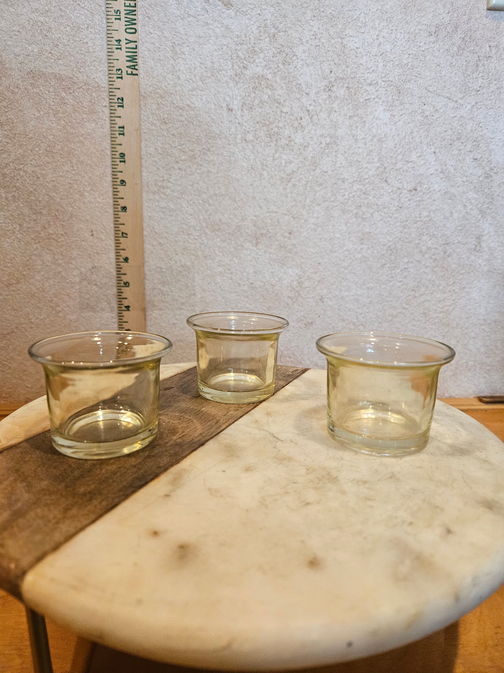 Set of Three Glass Candle Holders