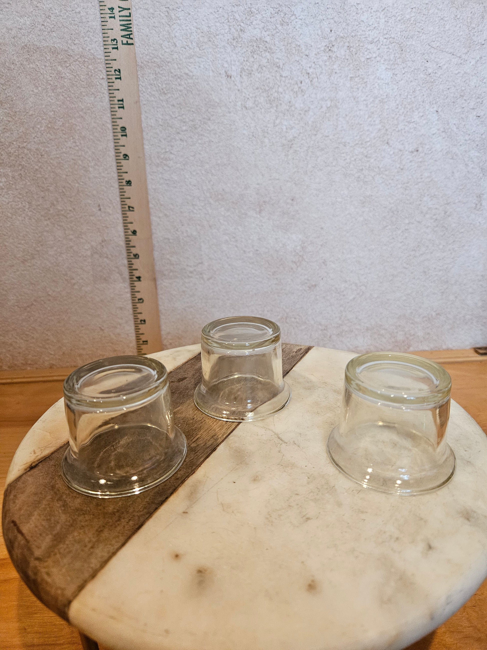 Set of Three Glass Candle Holders