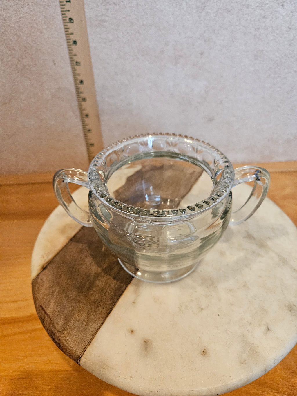 Vintage Glass Sugar Bowl with Lid and Handles
