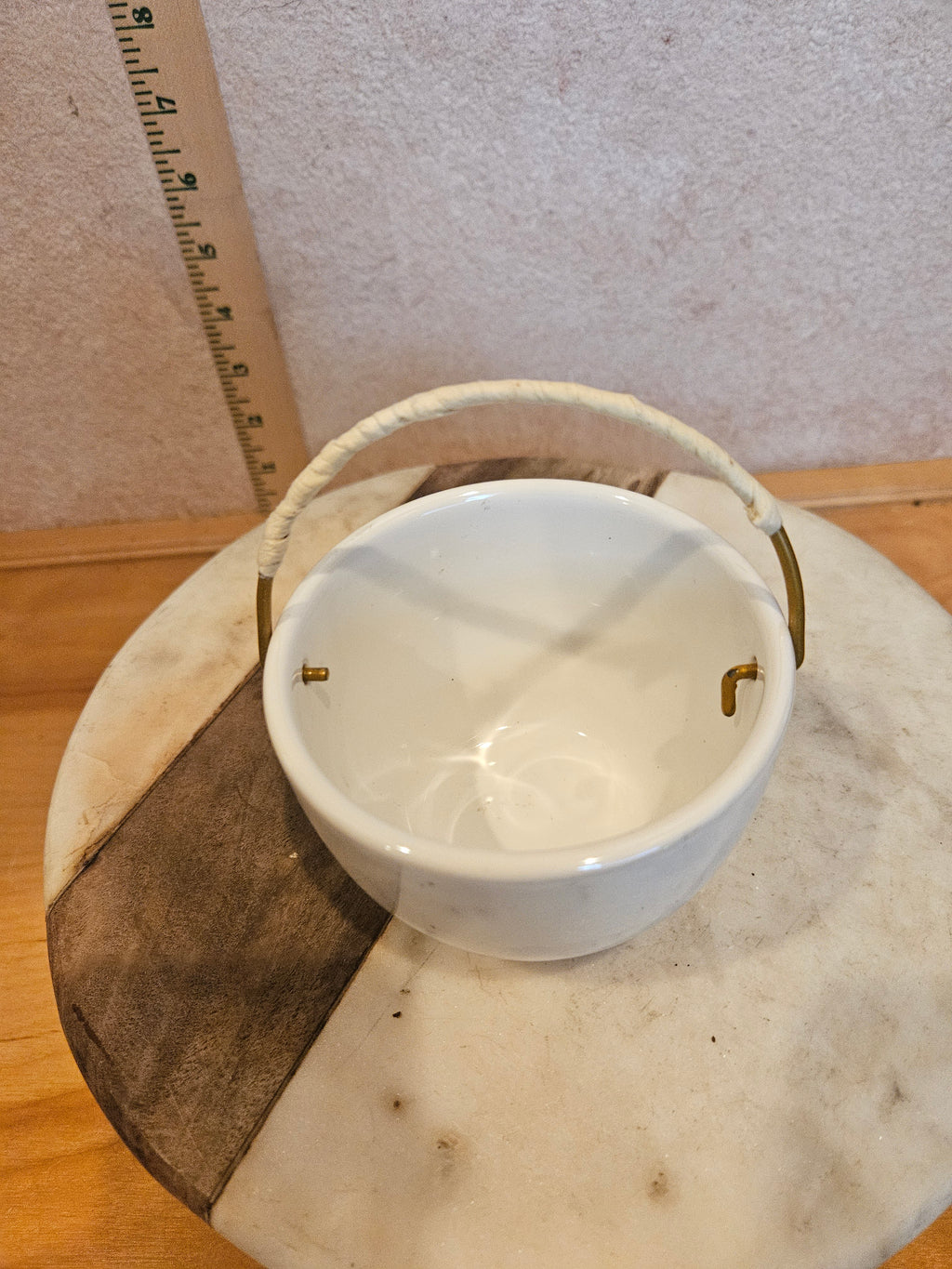 White Ceramic Decorative Bowl with Handle