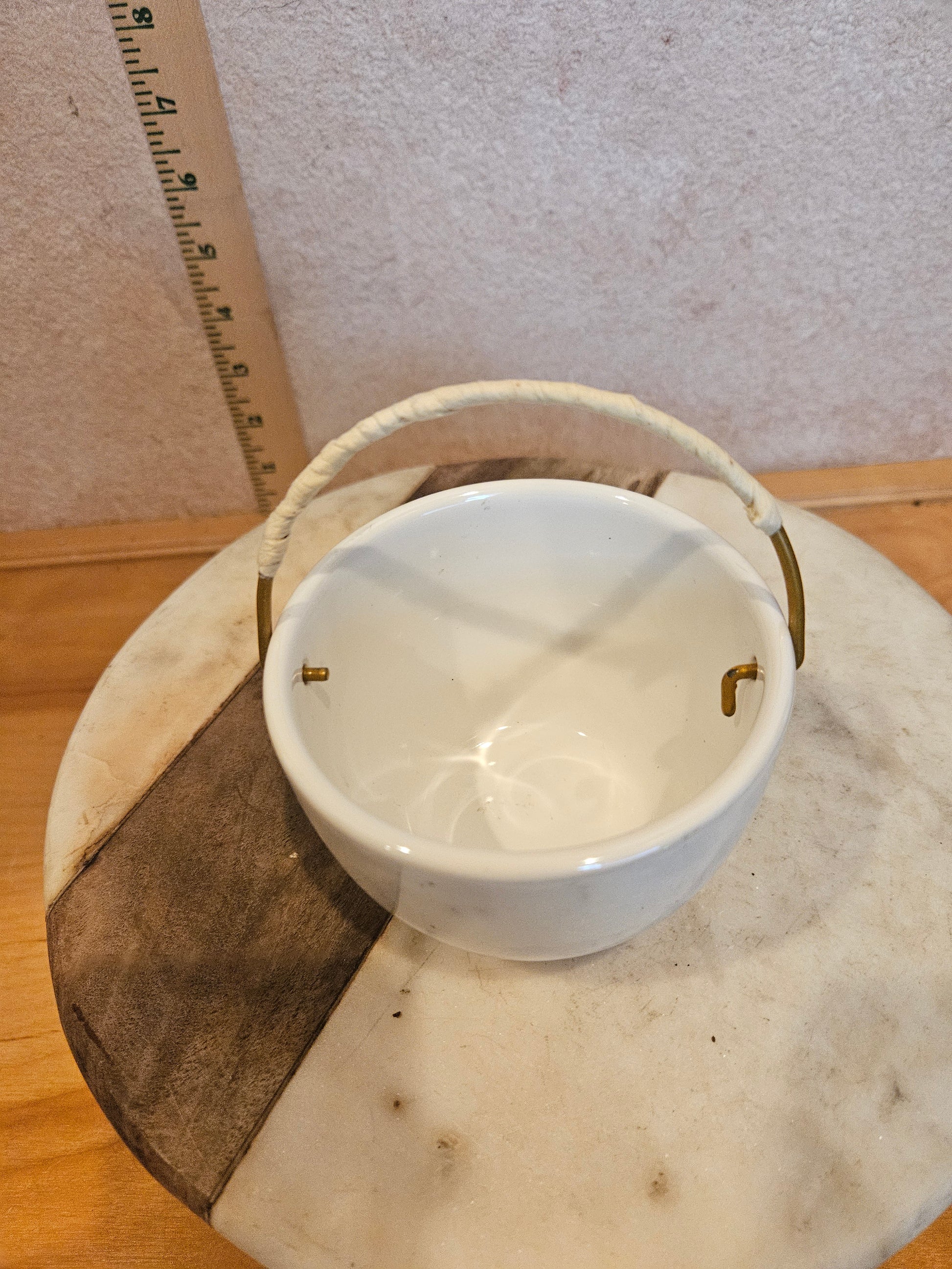 White Ceramic Decorative Bowl with Handle