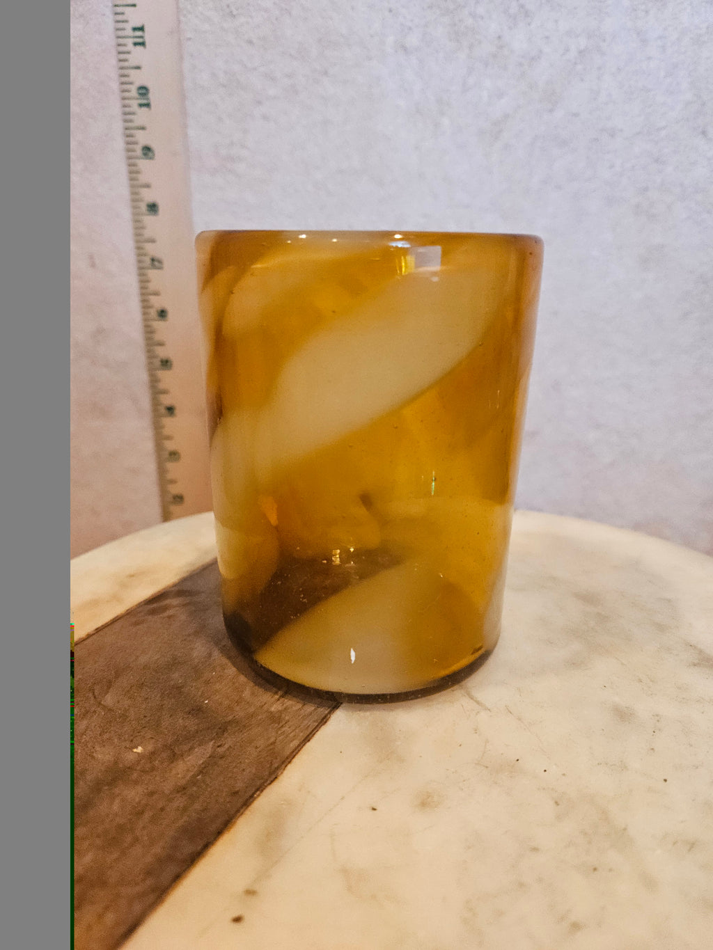 Vintage Amber Glass Candle Holder