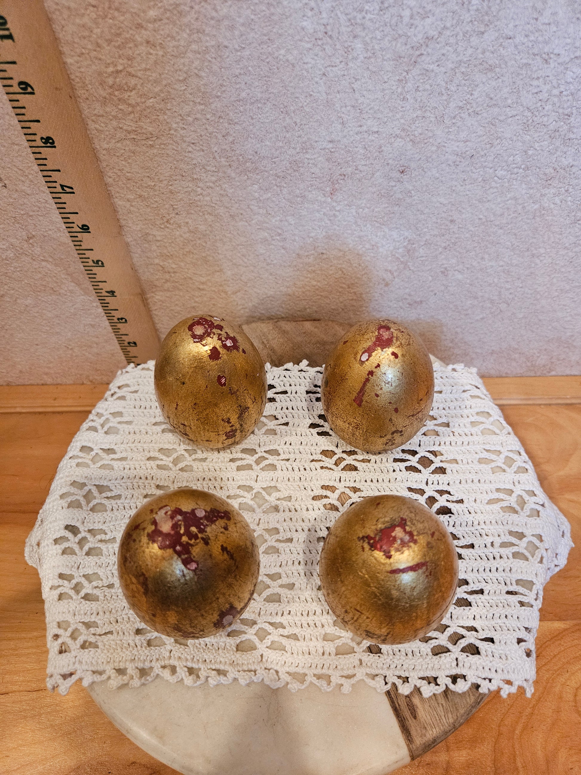 Set of Vintage Golden Easter Eggs