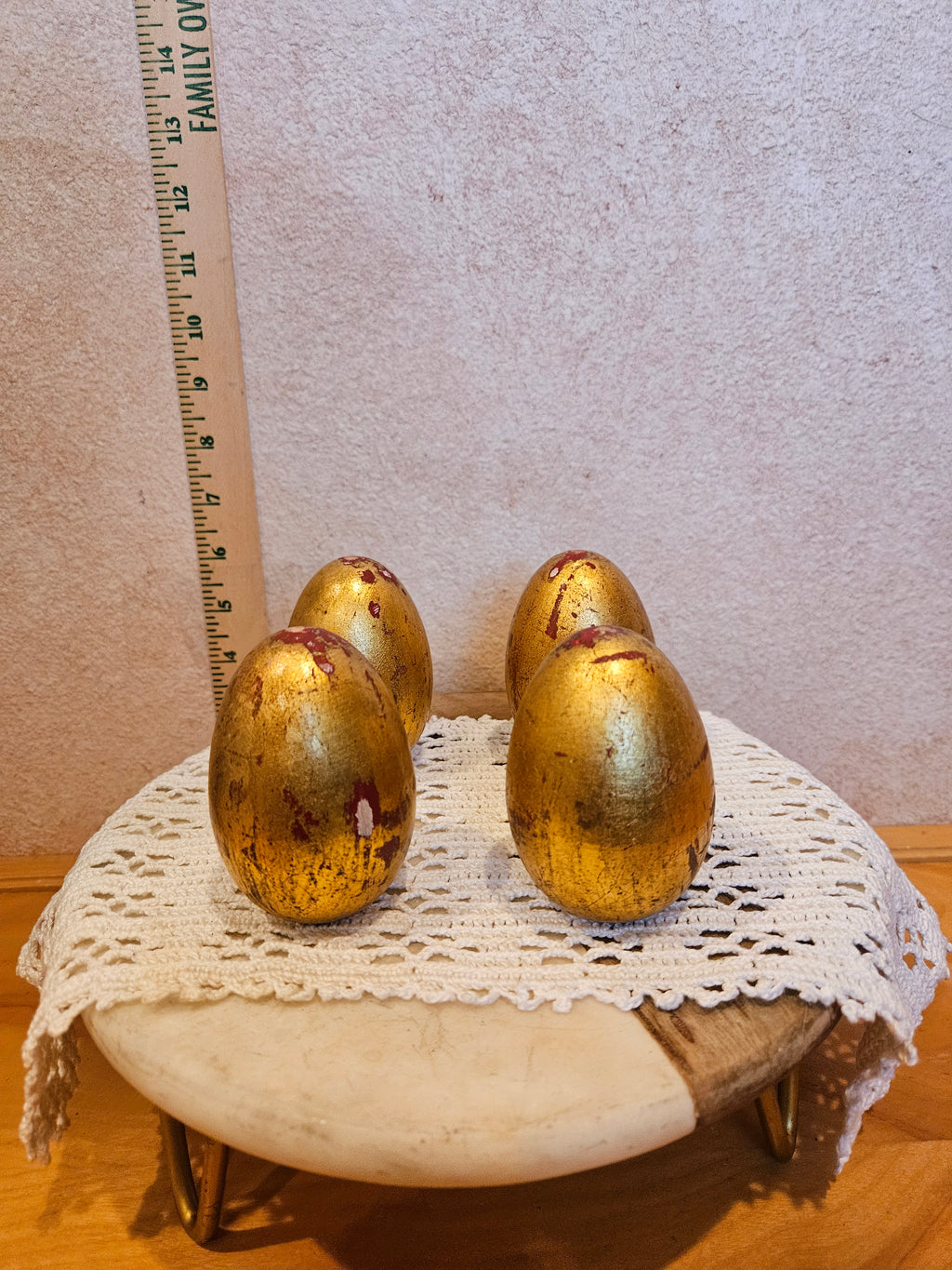Set of Vintage Golden Easter Eggs