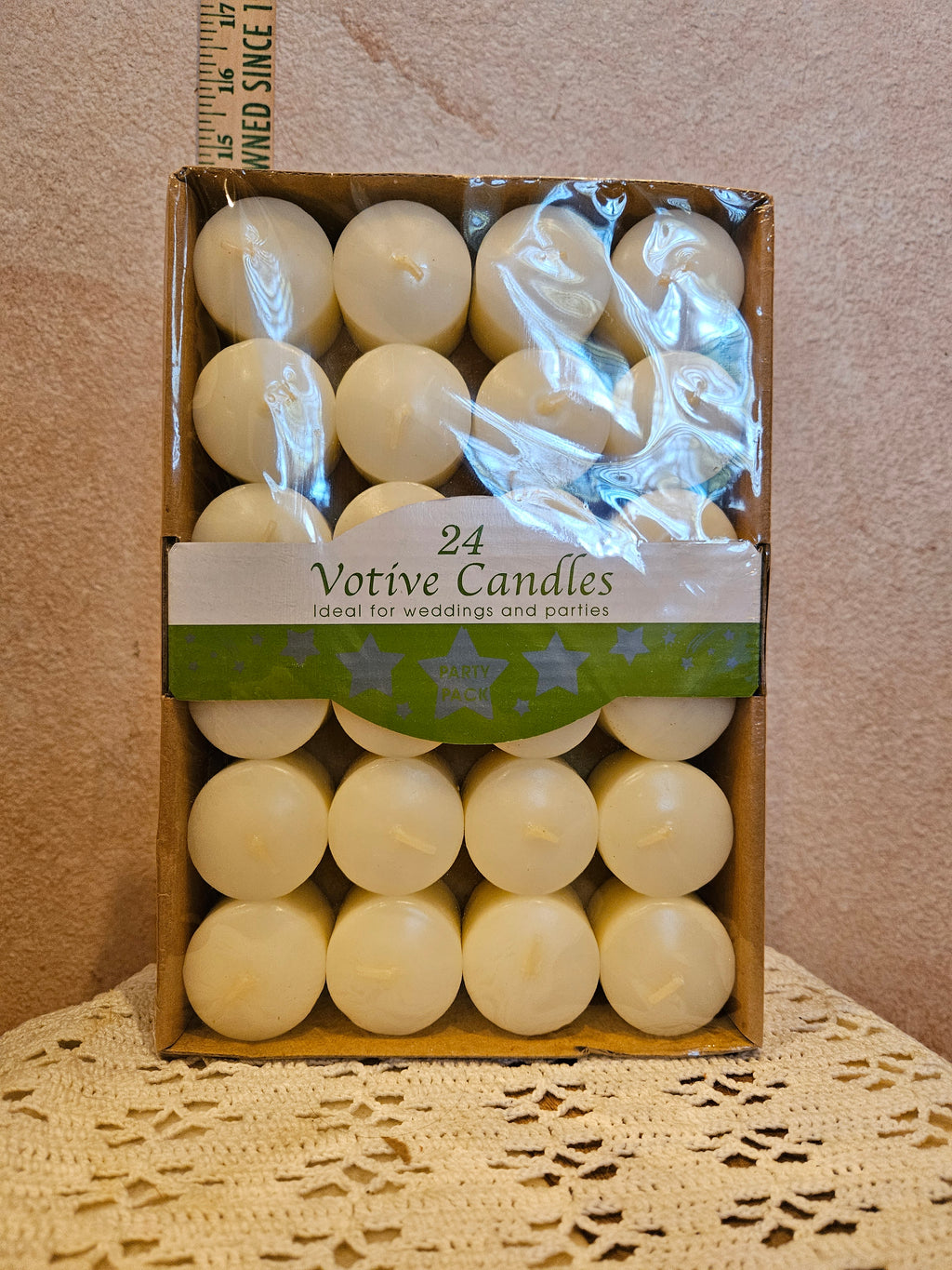 24 Pack Unscented Ivory Votive Candles