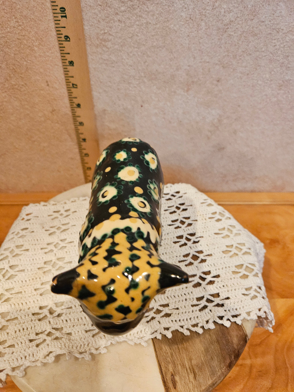 Ceramic Cow Figurine with Floral Pattern