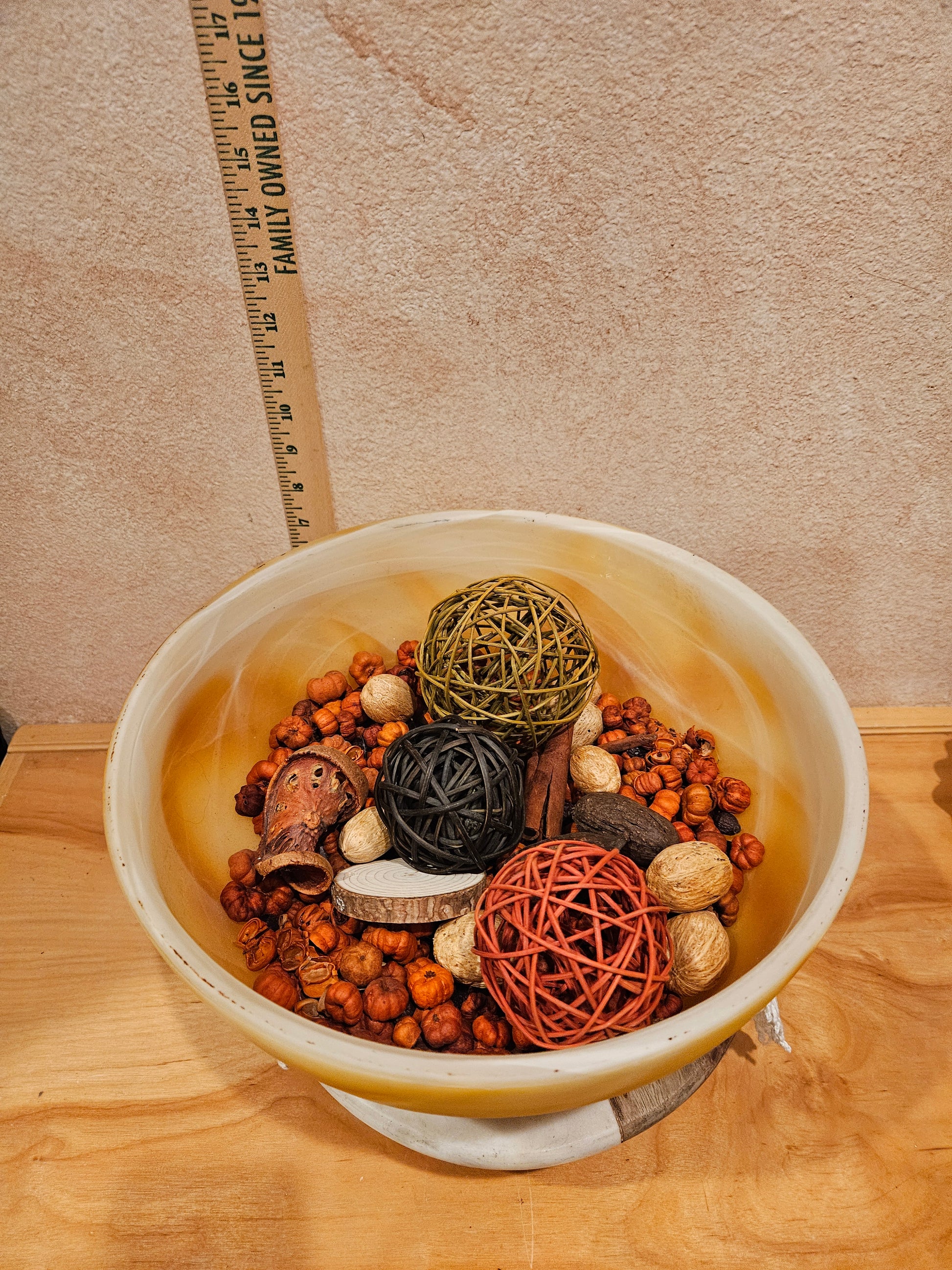 Decorative Bowl with Nuts and Orbs