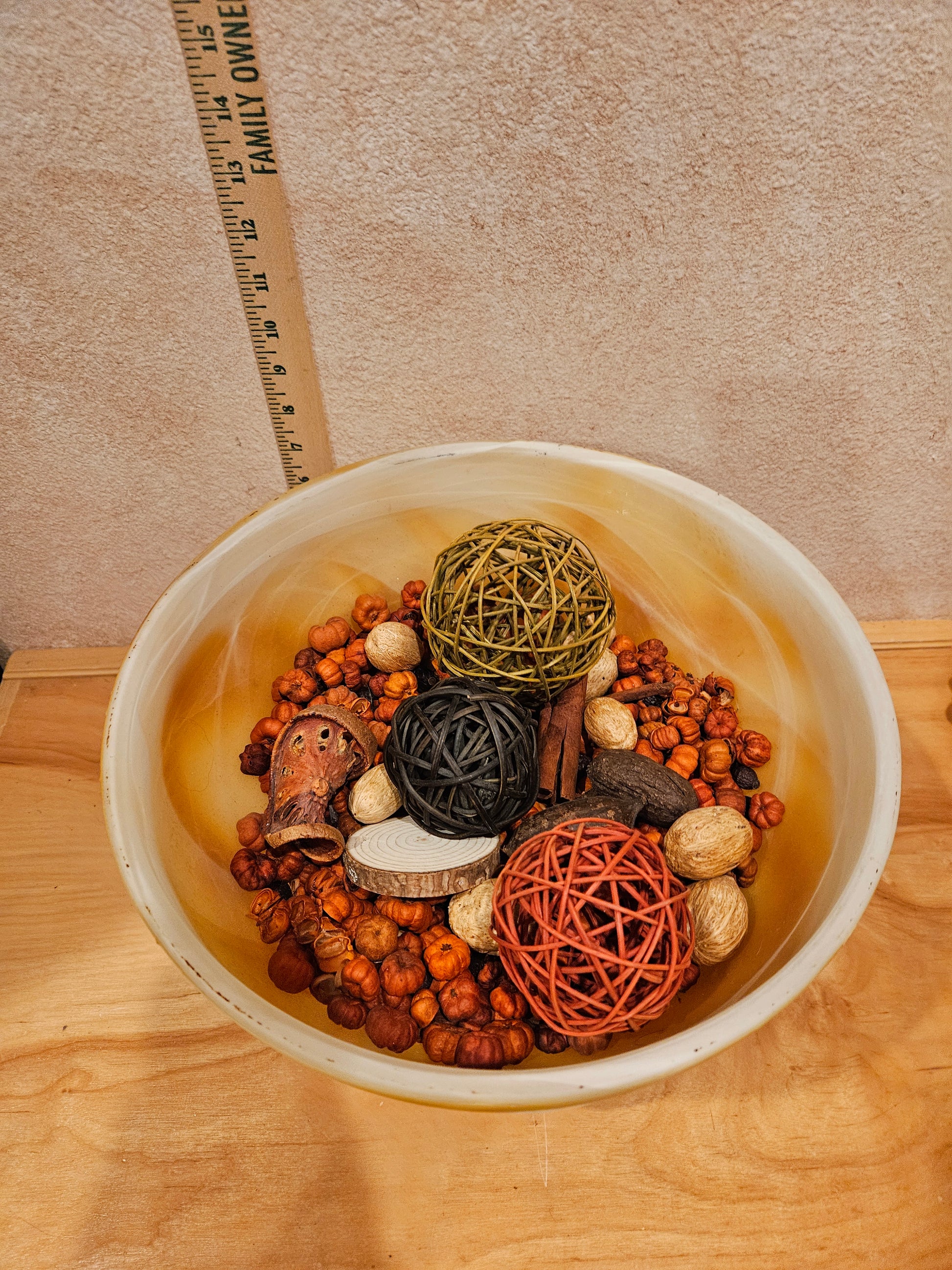 Decorative Bowl with Nuts and Orbs
