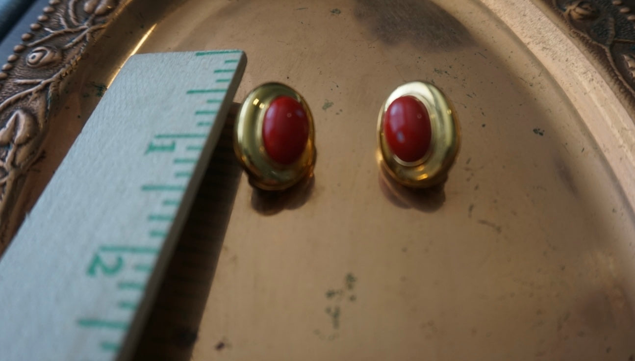 Vintage Red Clip-On Earrings