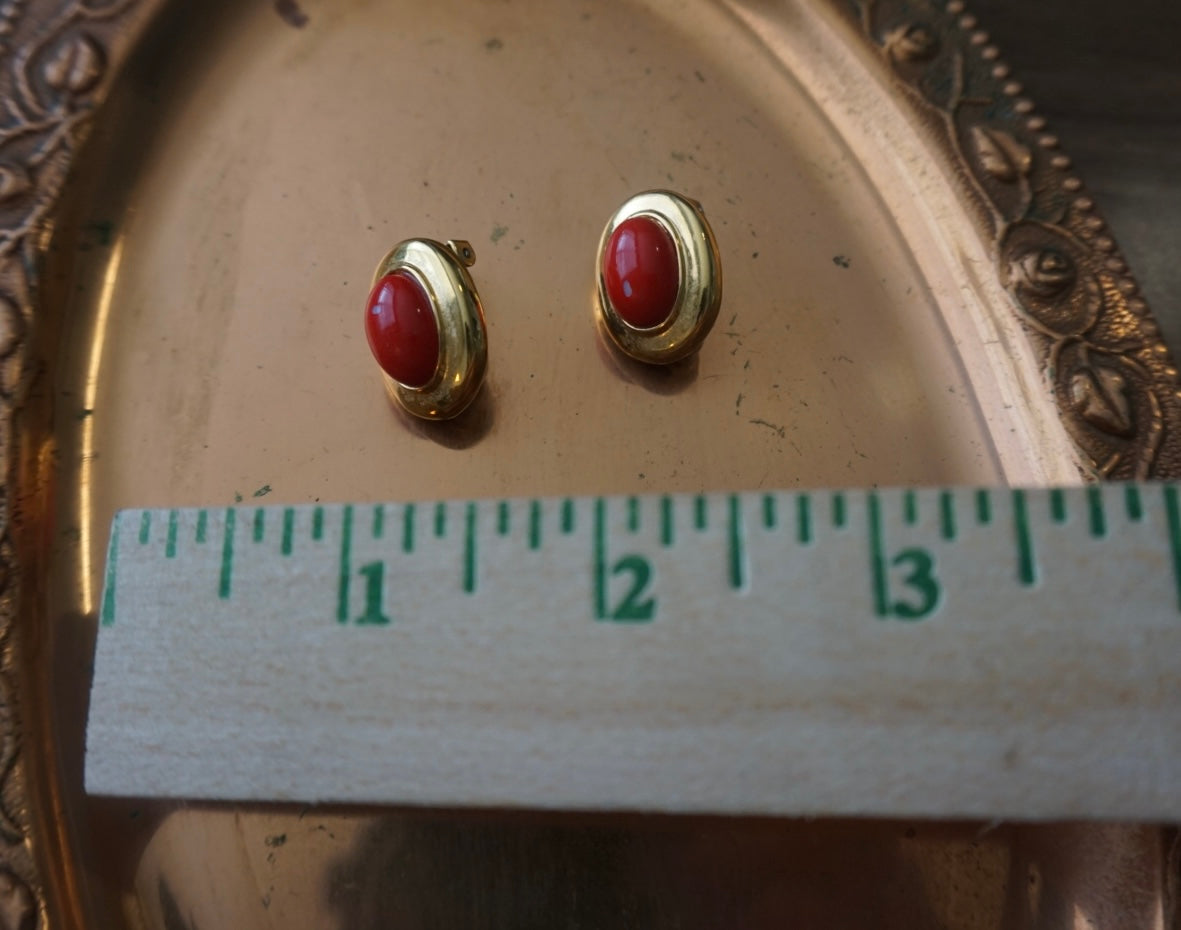 Vintage Red Clip-On Earrings