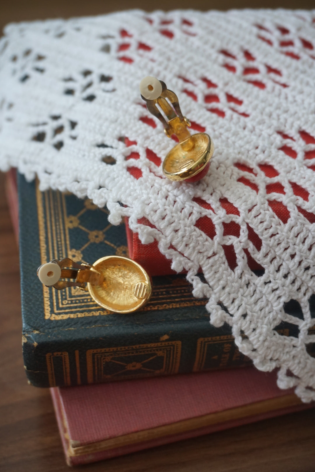 Vintage Red Clip-On Earrings