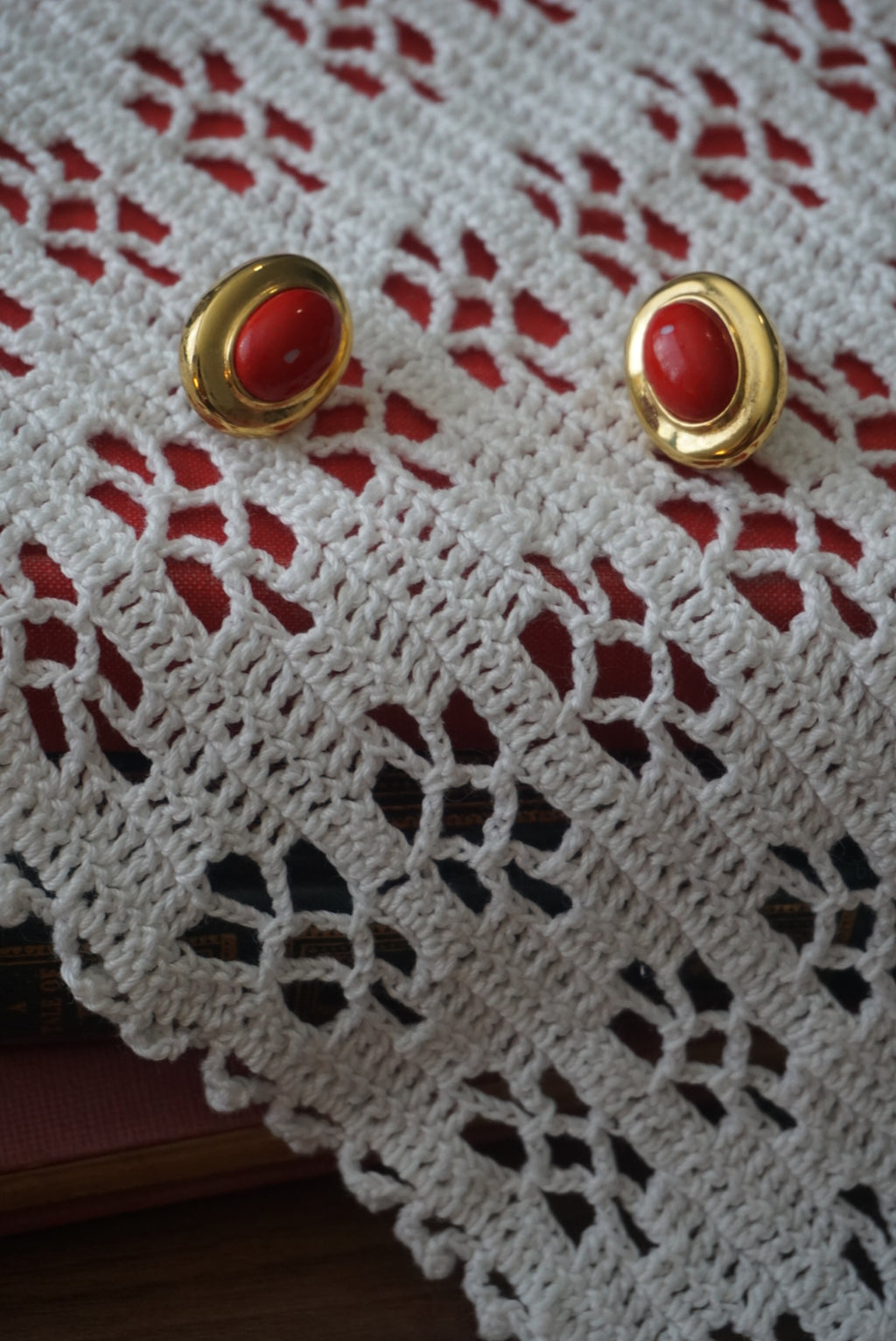 Vintage Red Clip-On Earrings