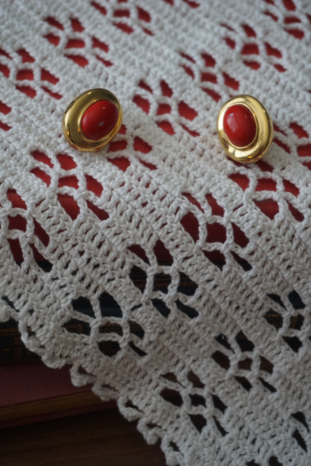 Vintage Red Clip-On Earrings