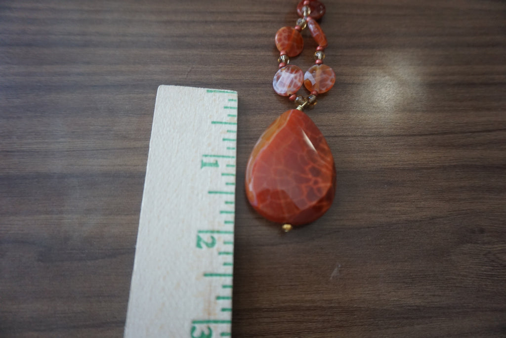 Red Agate Pendant Necklace