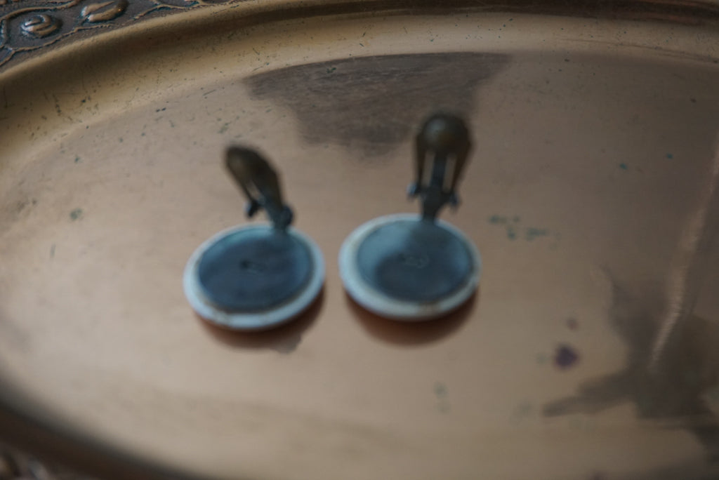 Vintage White Circular Clip-On Earrings