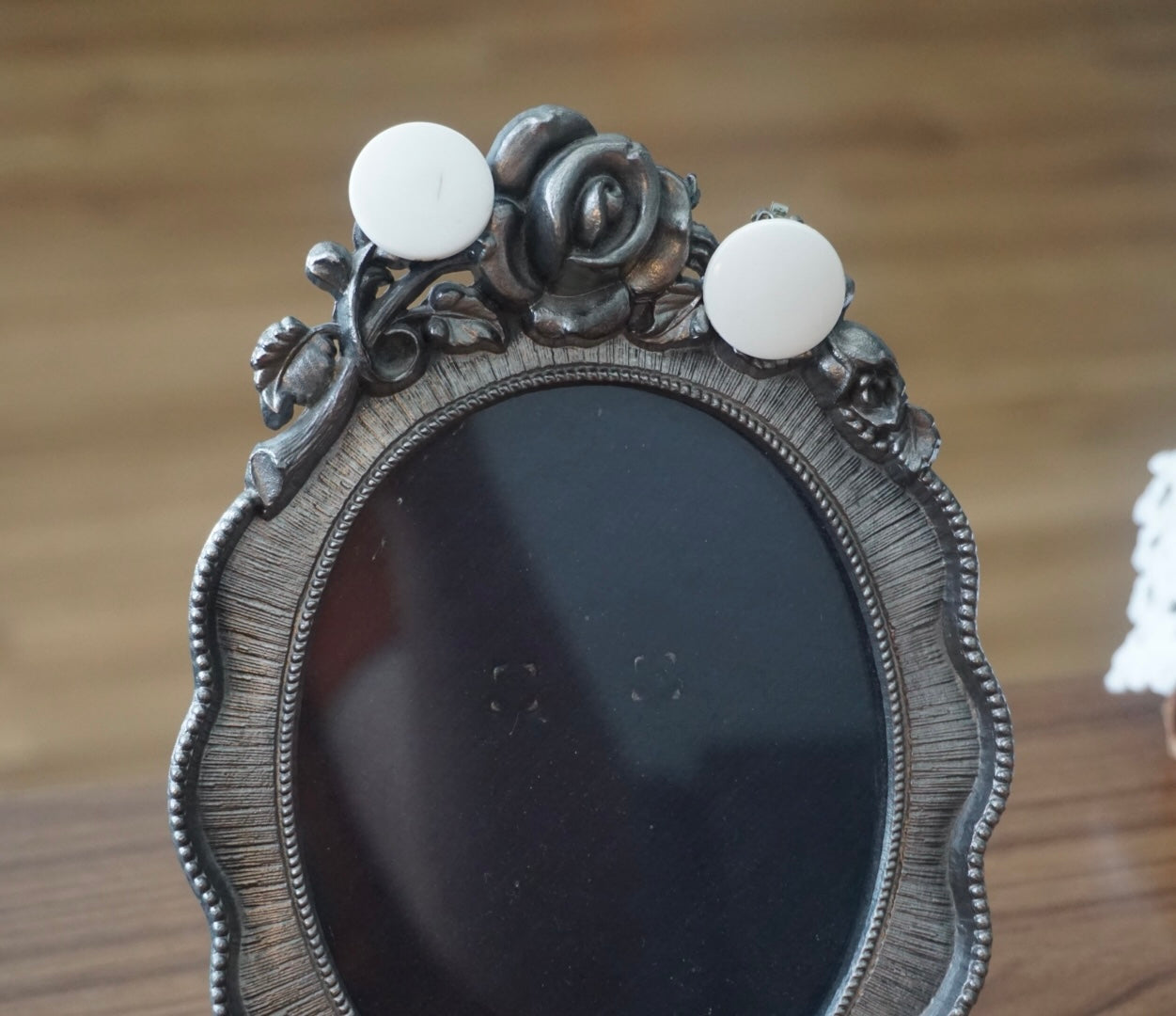 Vintage White Circular Clip-On Earrings