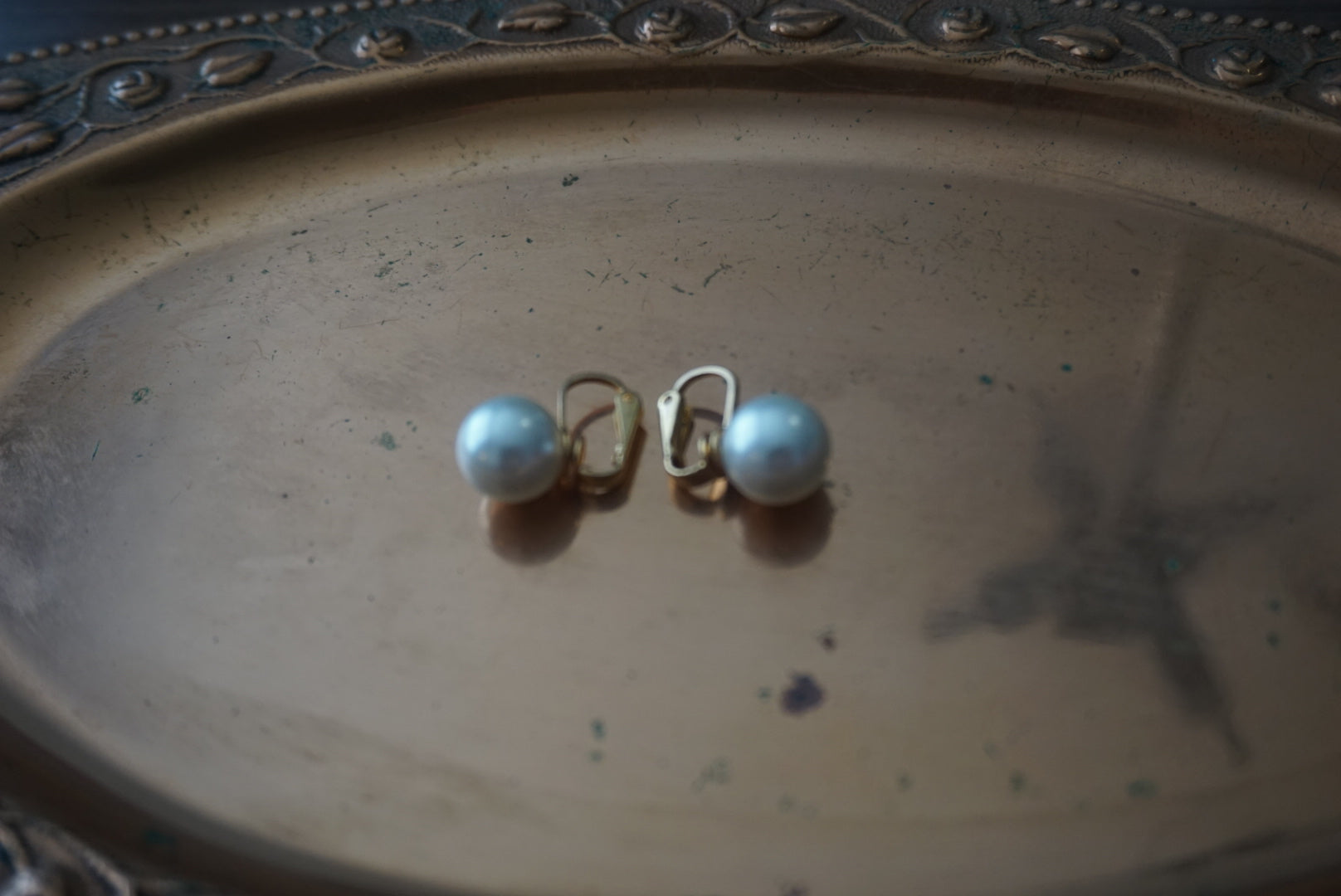 Gold Clip-On Earrings with Pearl Detail