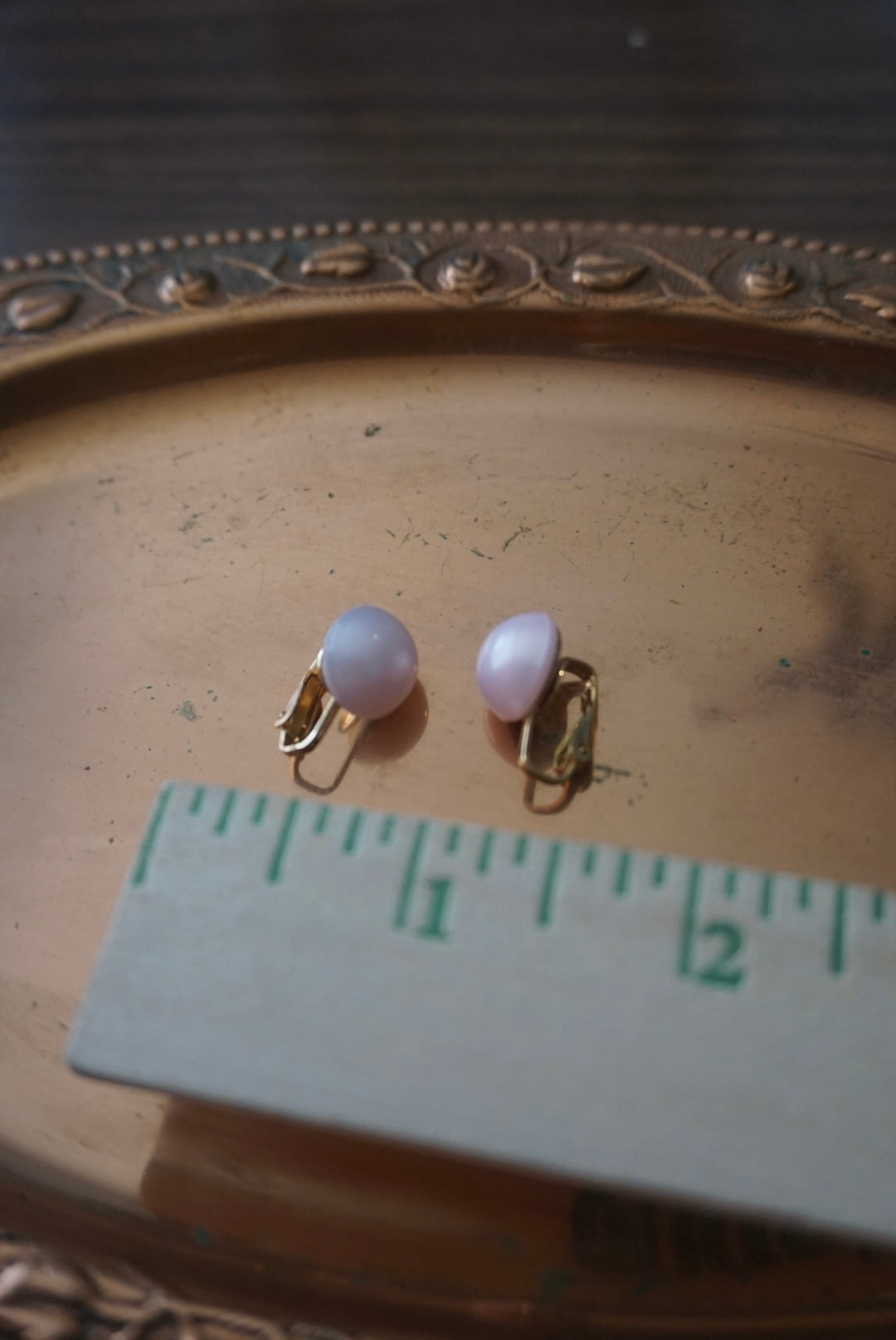 Gold Clip-On Earrings with Pink Stone