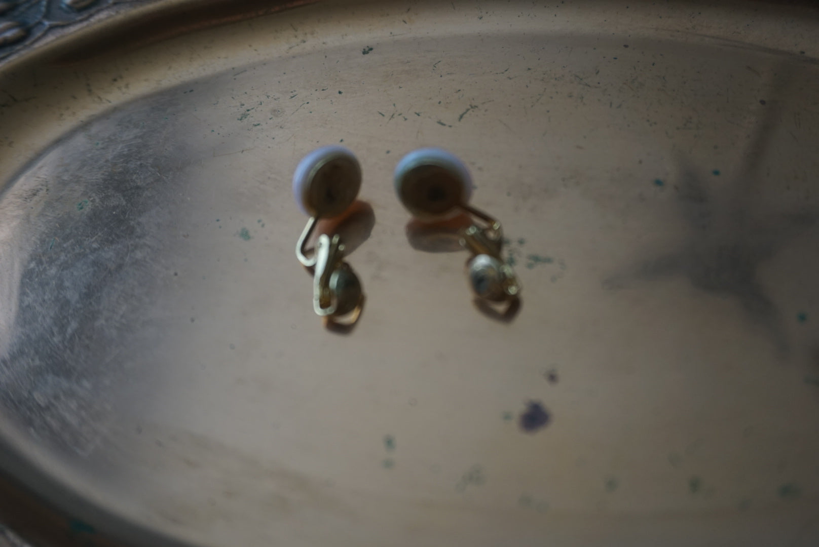 Gold Clip-On Earrings with Pink Stone